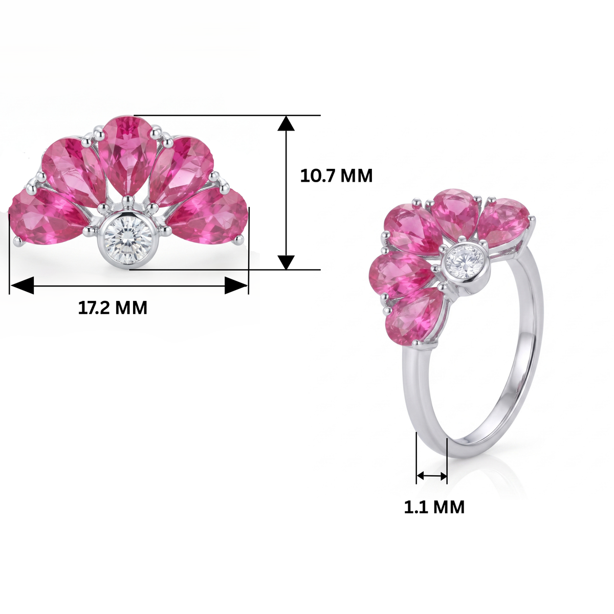 Tiara Burst Platinum Plated Lab Grown Diamond Ring