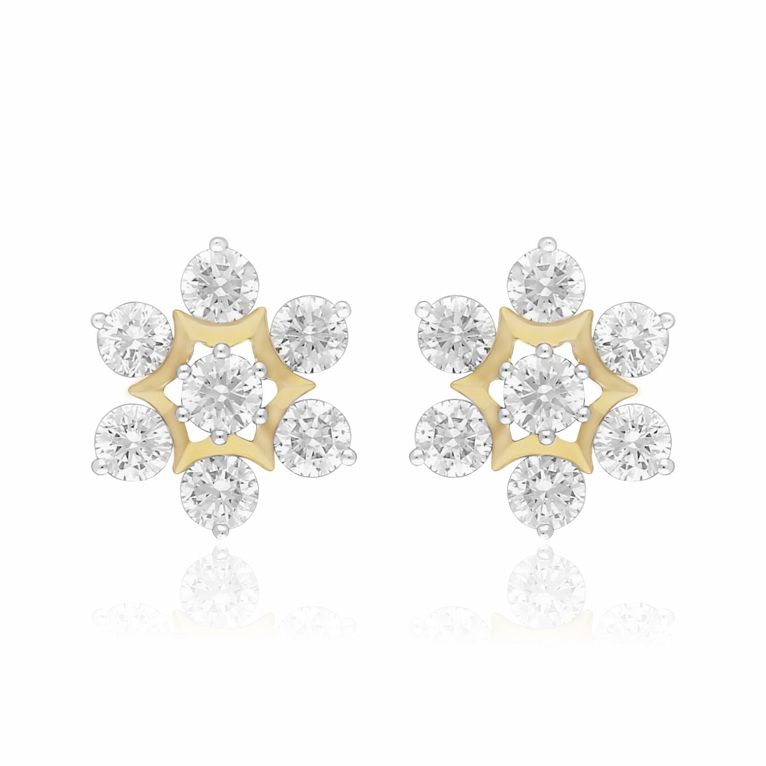 Golden Flower Lab Grown Diamond Earring