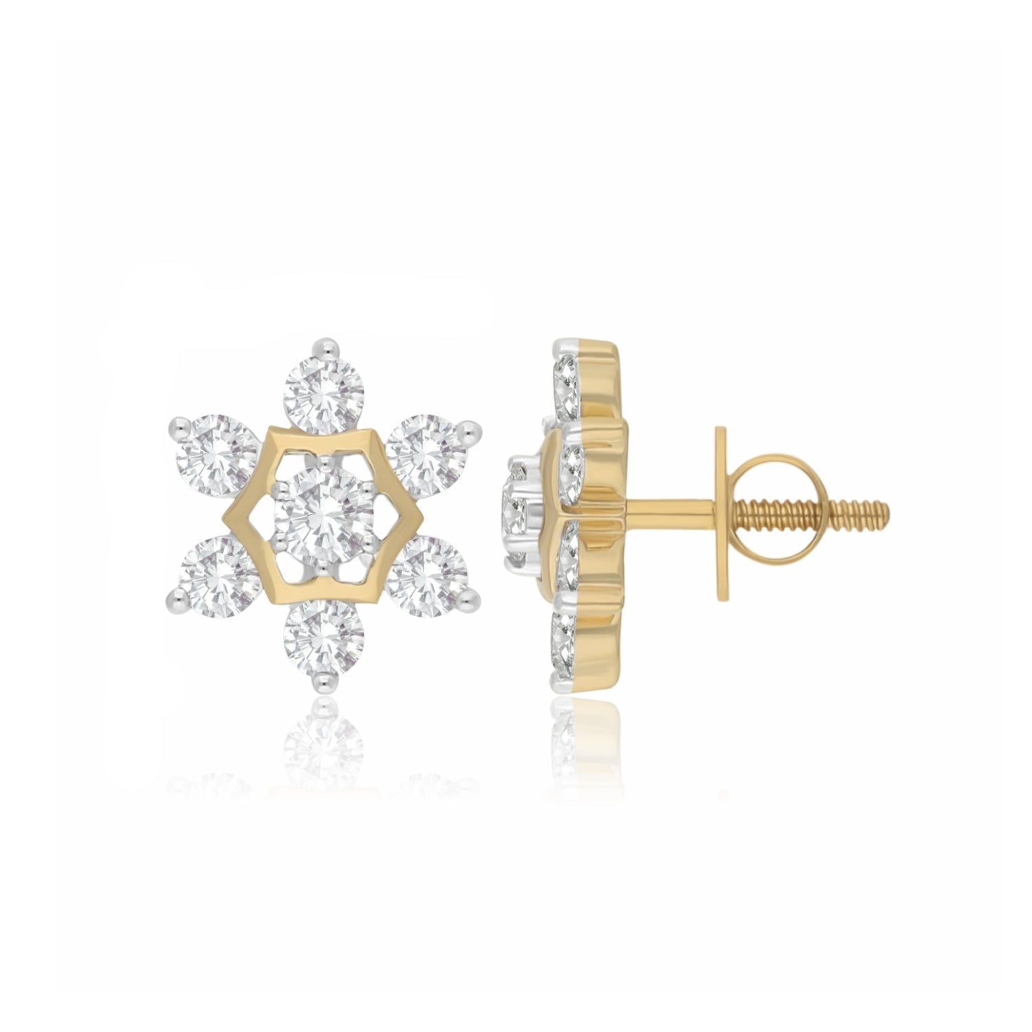 Golden Snowstar Lab Grown Diamond Earrings