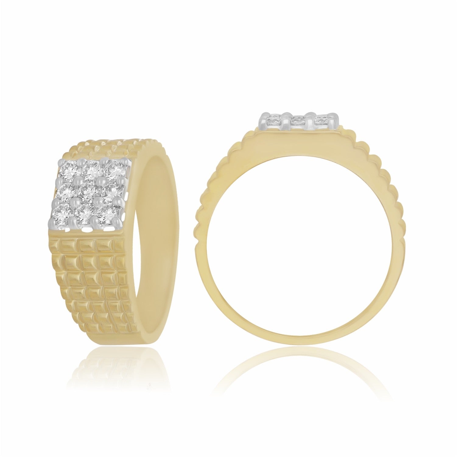 Golden Pave Baron Lab Grown Diamond Ring