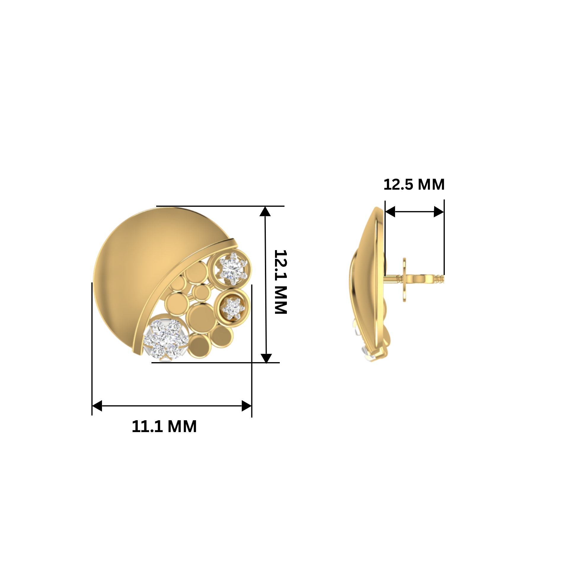 Orbital Array Studs Gold Plated Lab Grown Diamond Earrings
