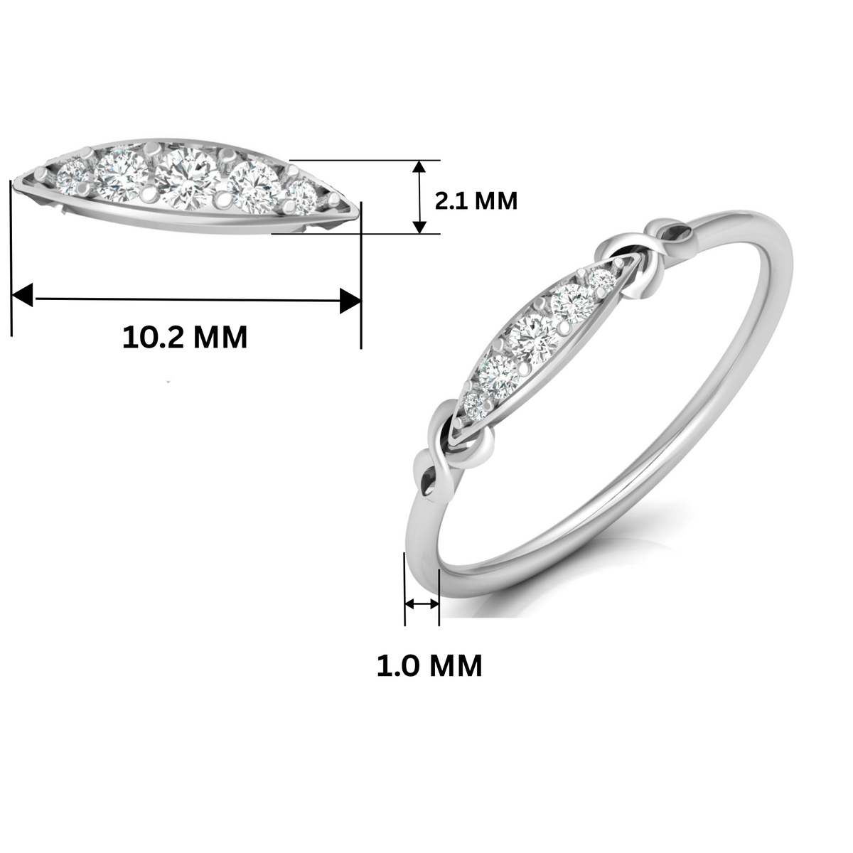 Boundless Arc Platinum Plated Lab Grown Diamond Ring