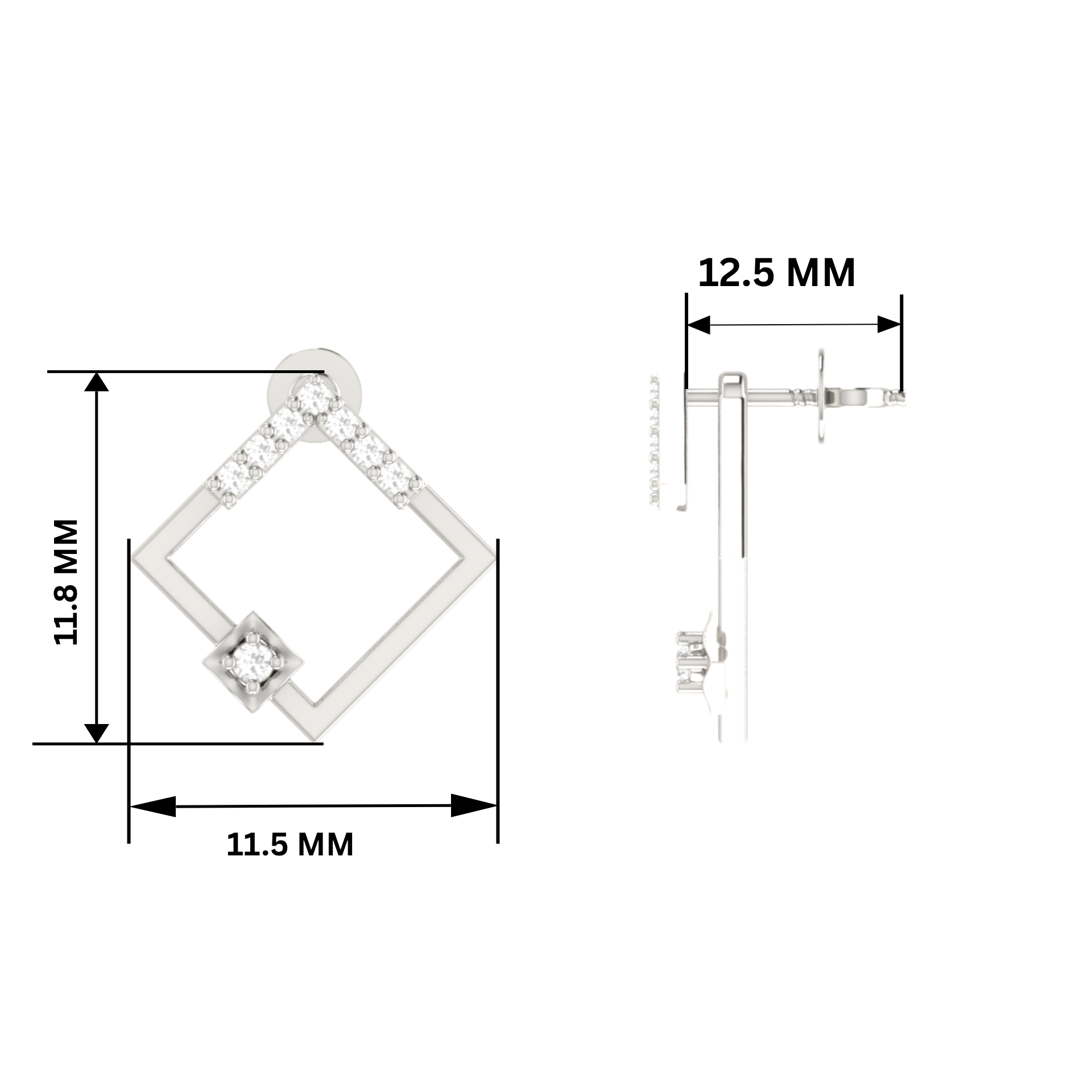 Gallery Frame Platinum Plated Lab Grown Diamond Earrings