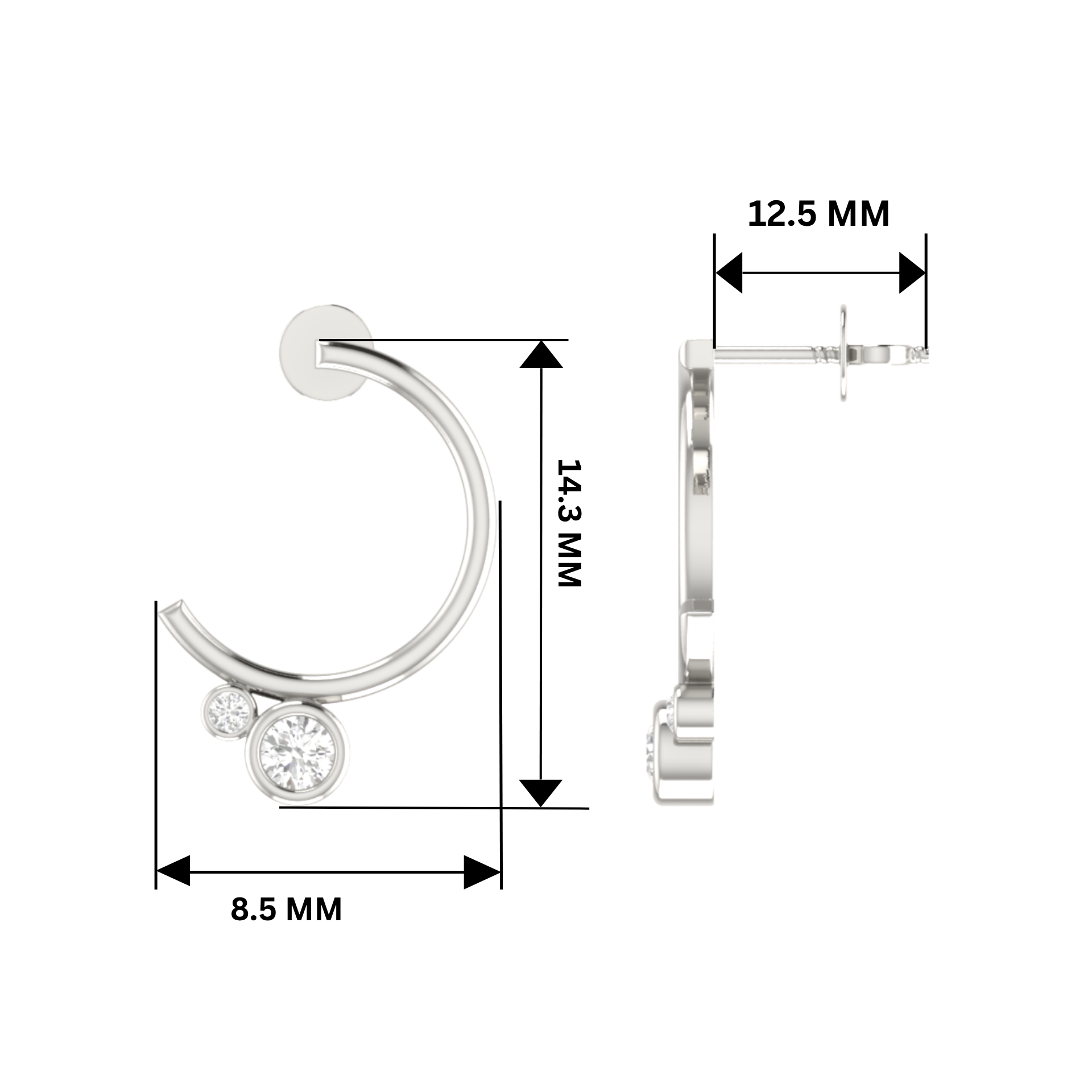 Modulus Curve Platinum Plated Lab Grown Diamond Earrings
