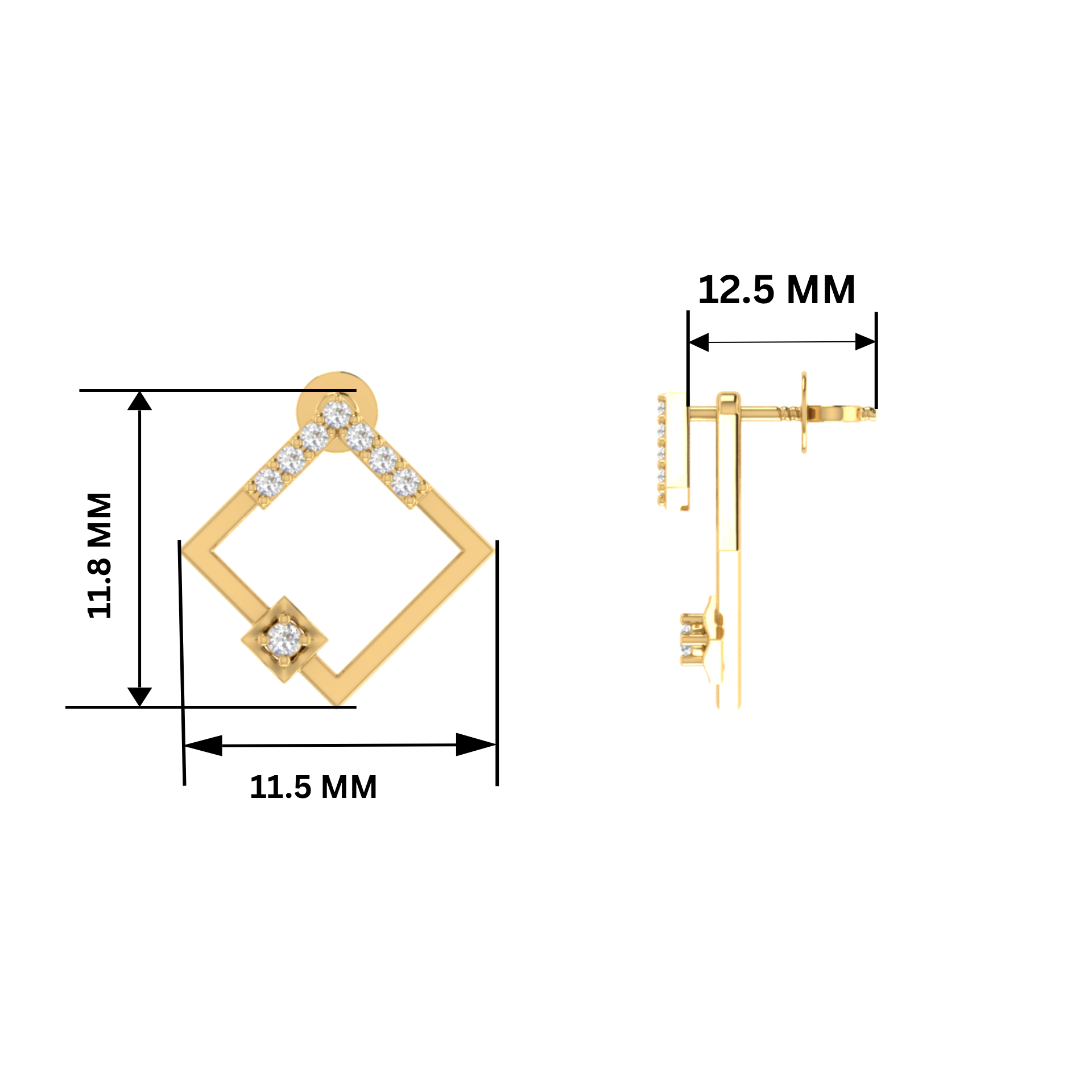 Lumina Grid Gold Plated Lab Grown Diamond Earrings