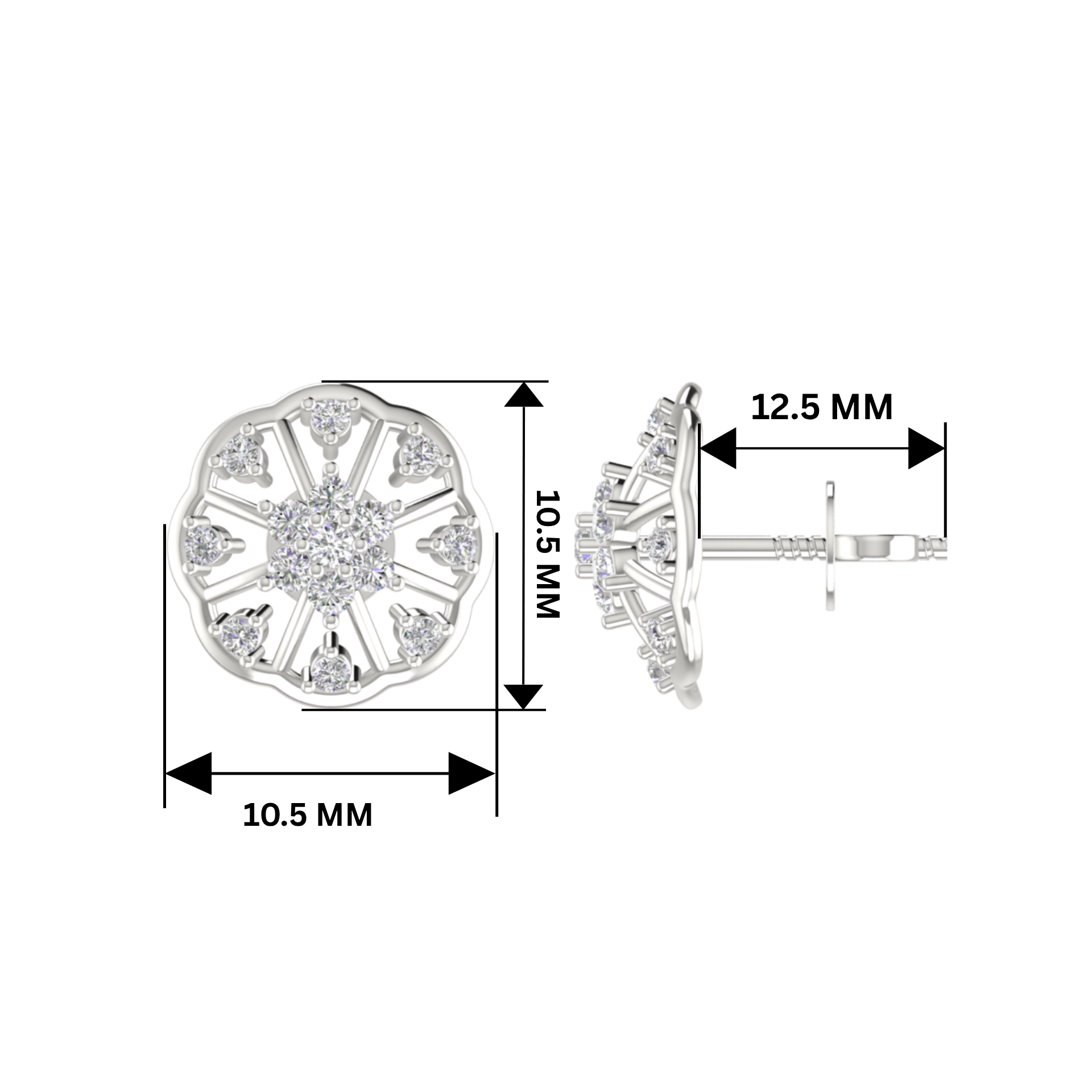 Floral Facet Platinum Plated Lab Grown Diamond Earrings