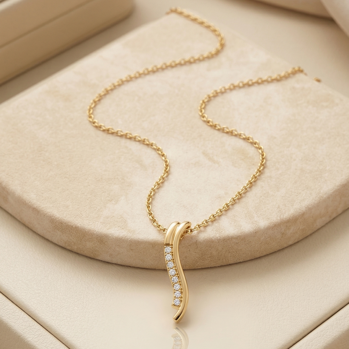 Shimmer Wave Gold Plated Lab Grown Diamond Pendant