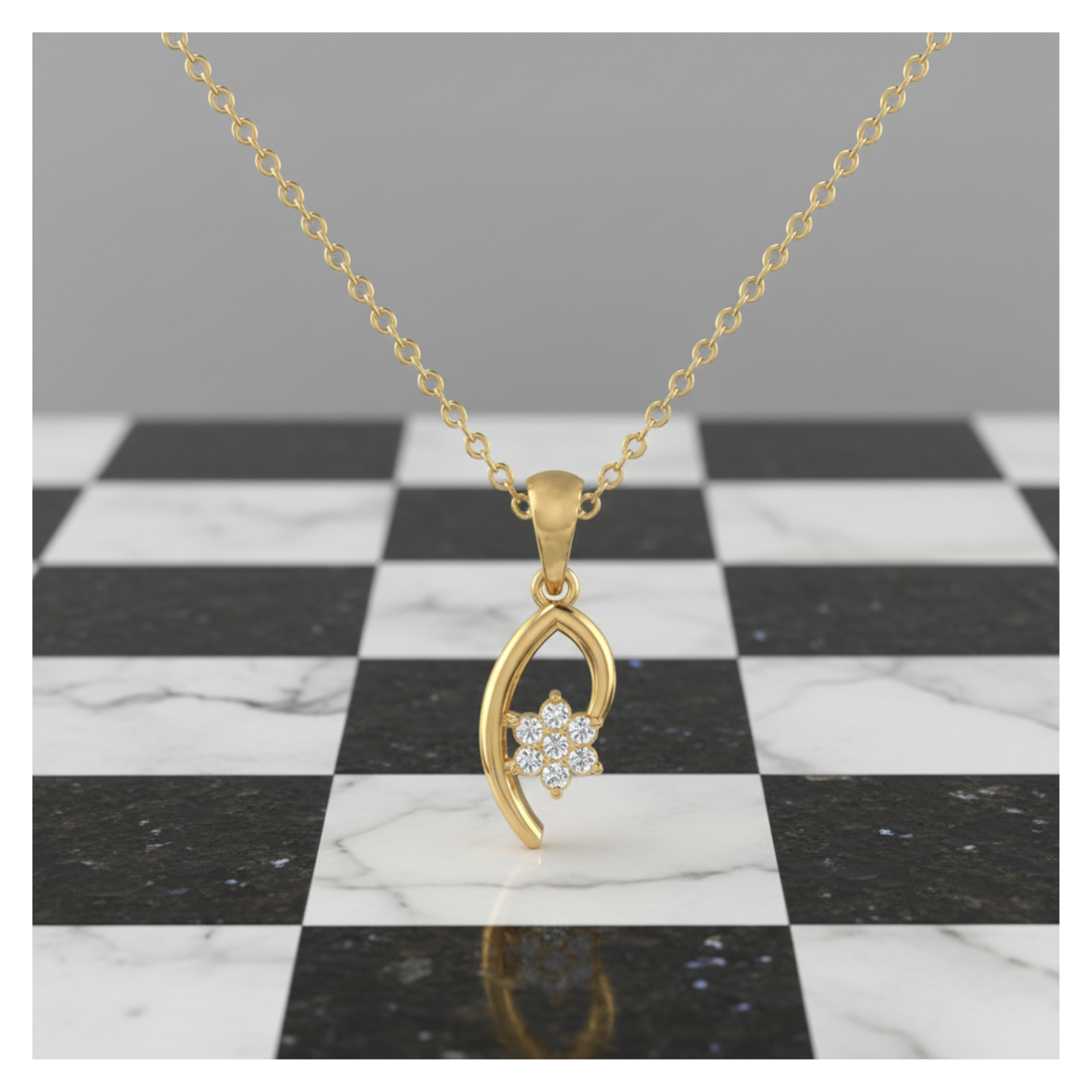 Orchid Swirl Gold Plated Lab Grown Diamond Pendant