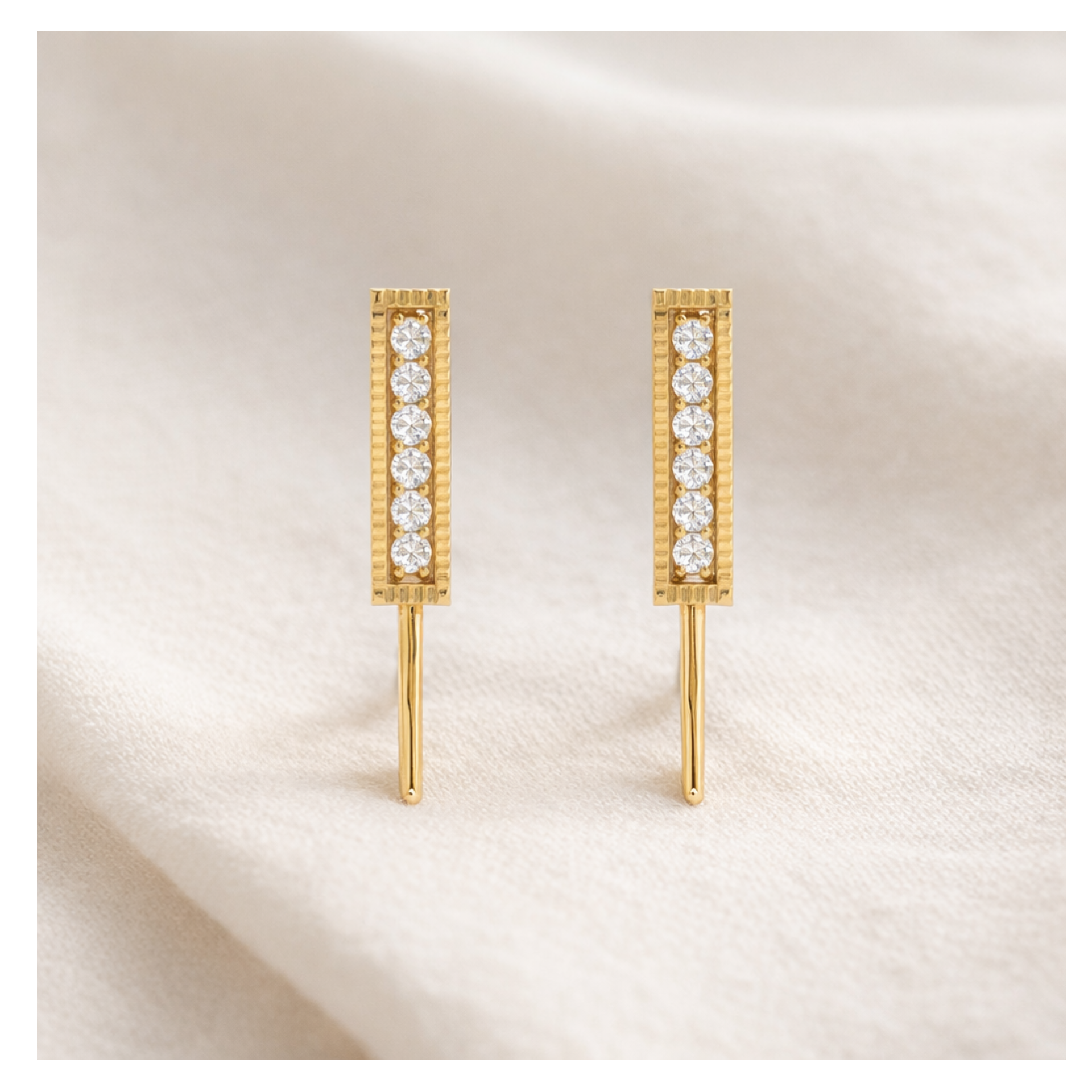 Artisan Frame Drops Gold Plated Lab Grown Diamond Earrings