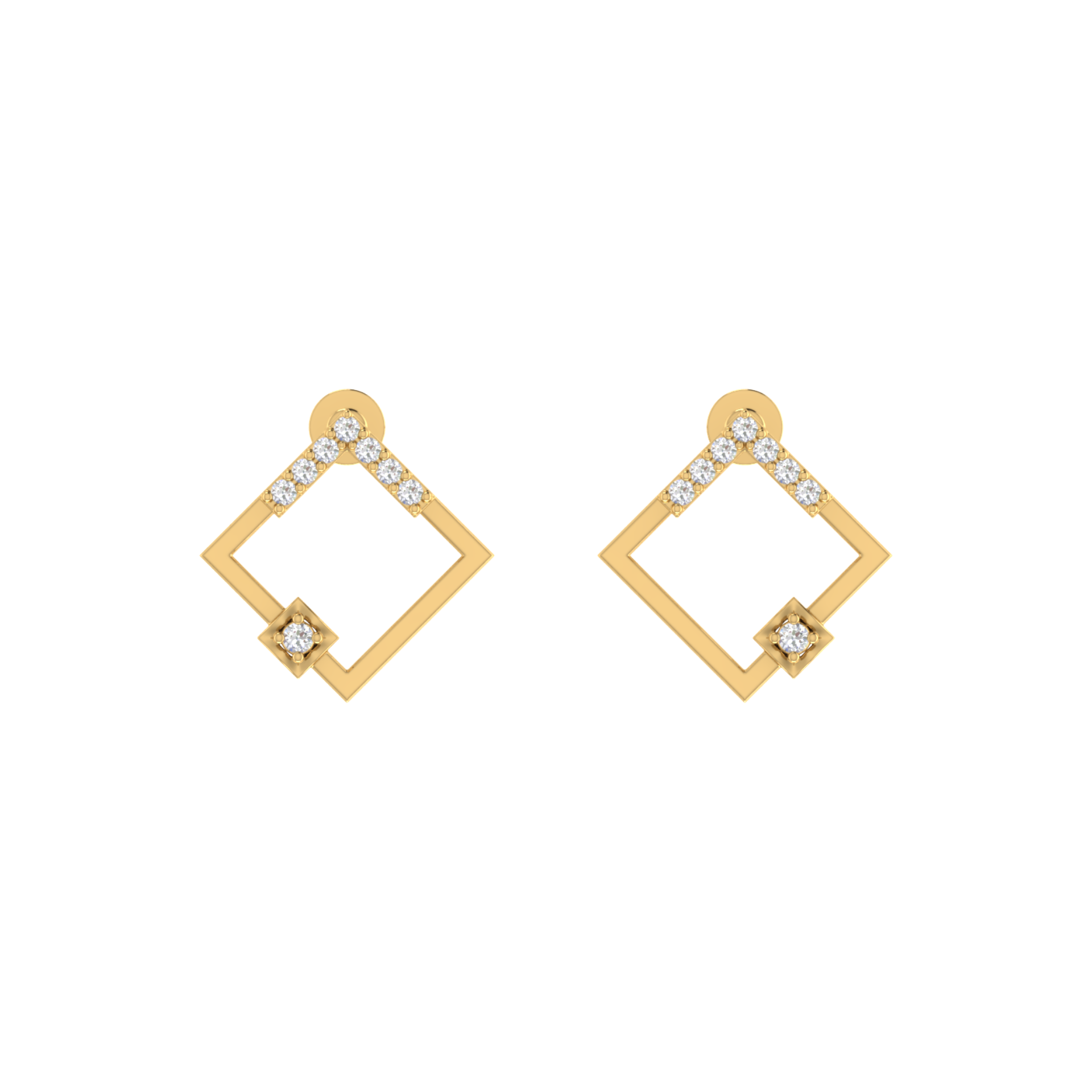 Lumina Grid Gold Plated Lab Grown Diamond Earrings