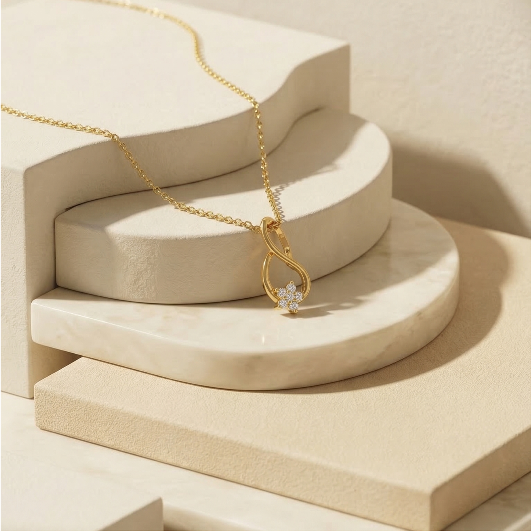 Jasmine Swirl Gold Plated Lab Grown Diamond Pendant