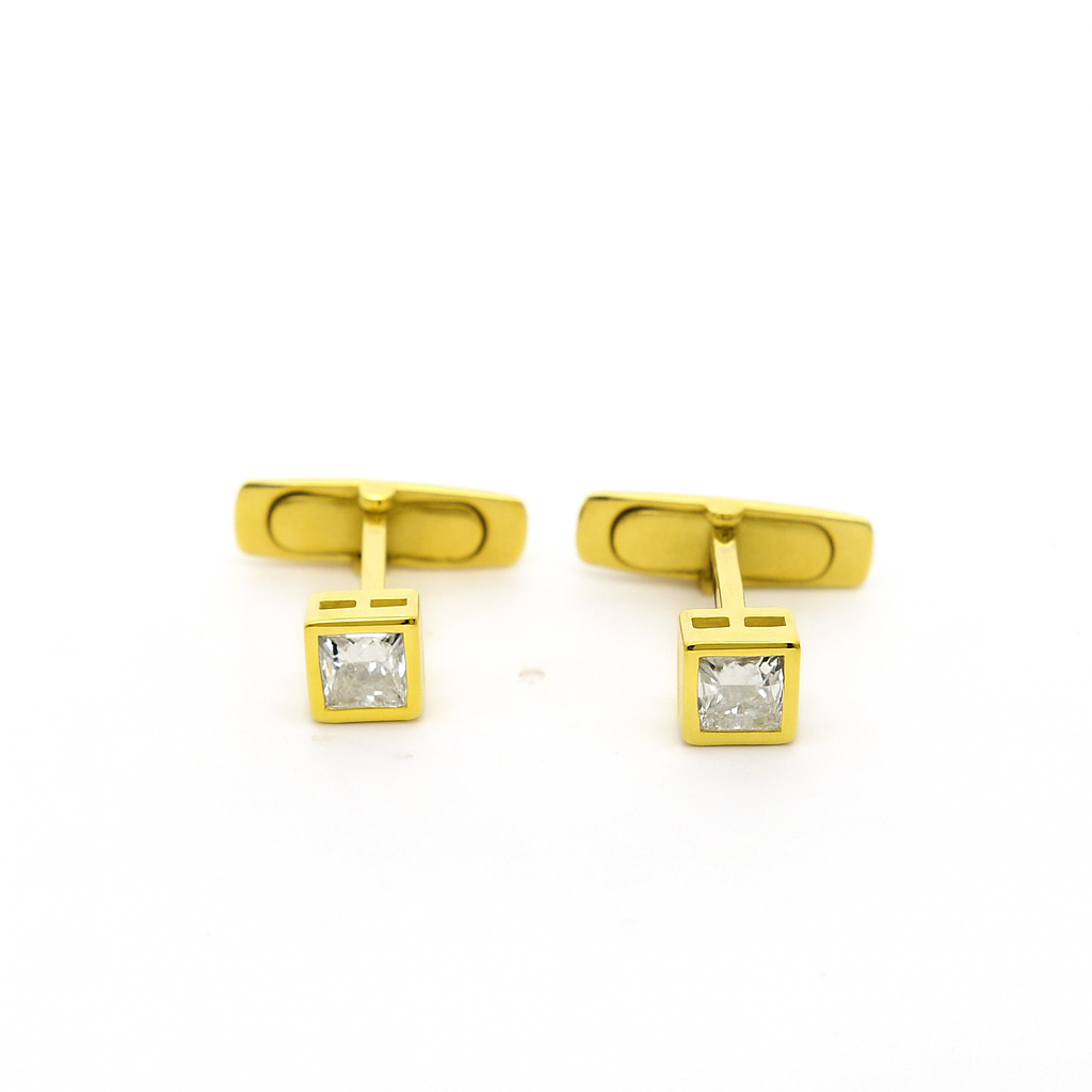 Bezel Set Square Lab Grown Diamond Cufflinks