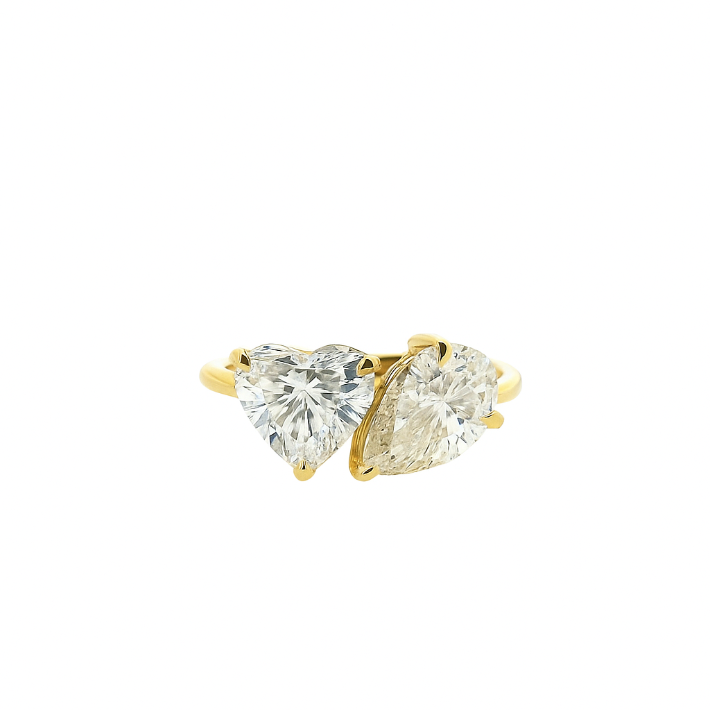 Twin Flame Embrace Solitaire Lab Grown Diamond Ring