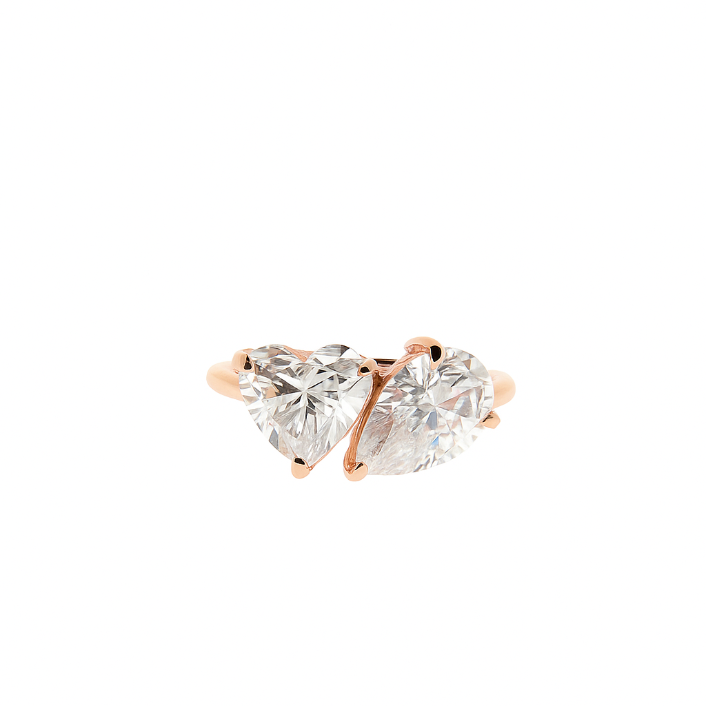 Twin Flame Embrace Solitaire Lab Grown Diamond Ring
