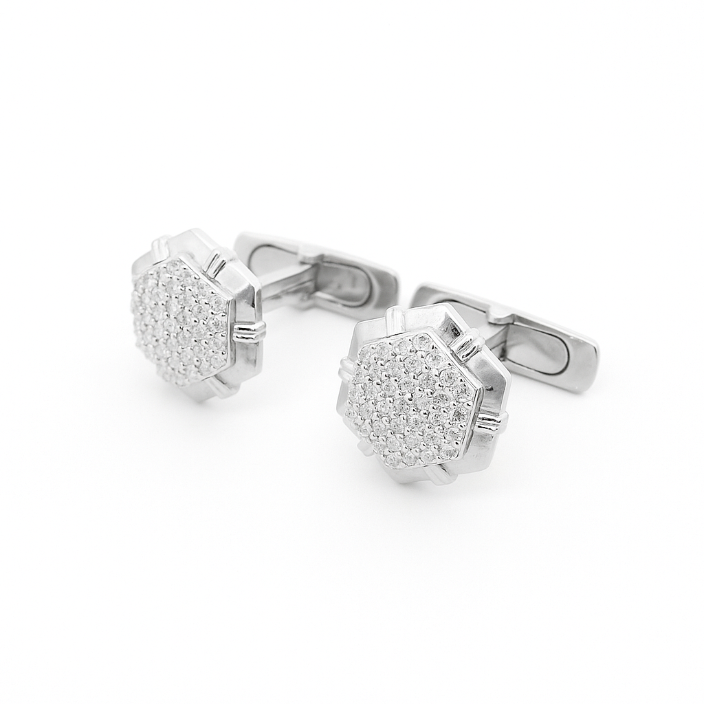 Hex Spark Lab Grown Diamond Cufflinks