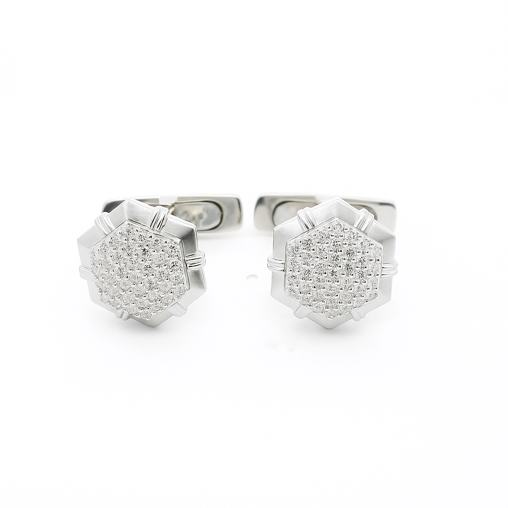 Hex Spark Lab Grown Diamond Cufflinks