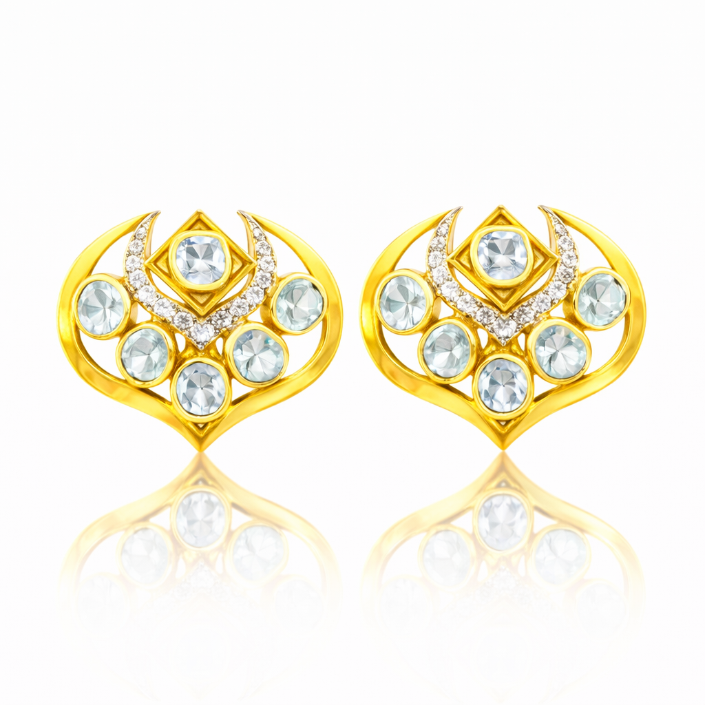 Radiant Crescent Lab Grown Polki Earrings