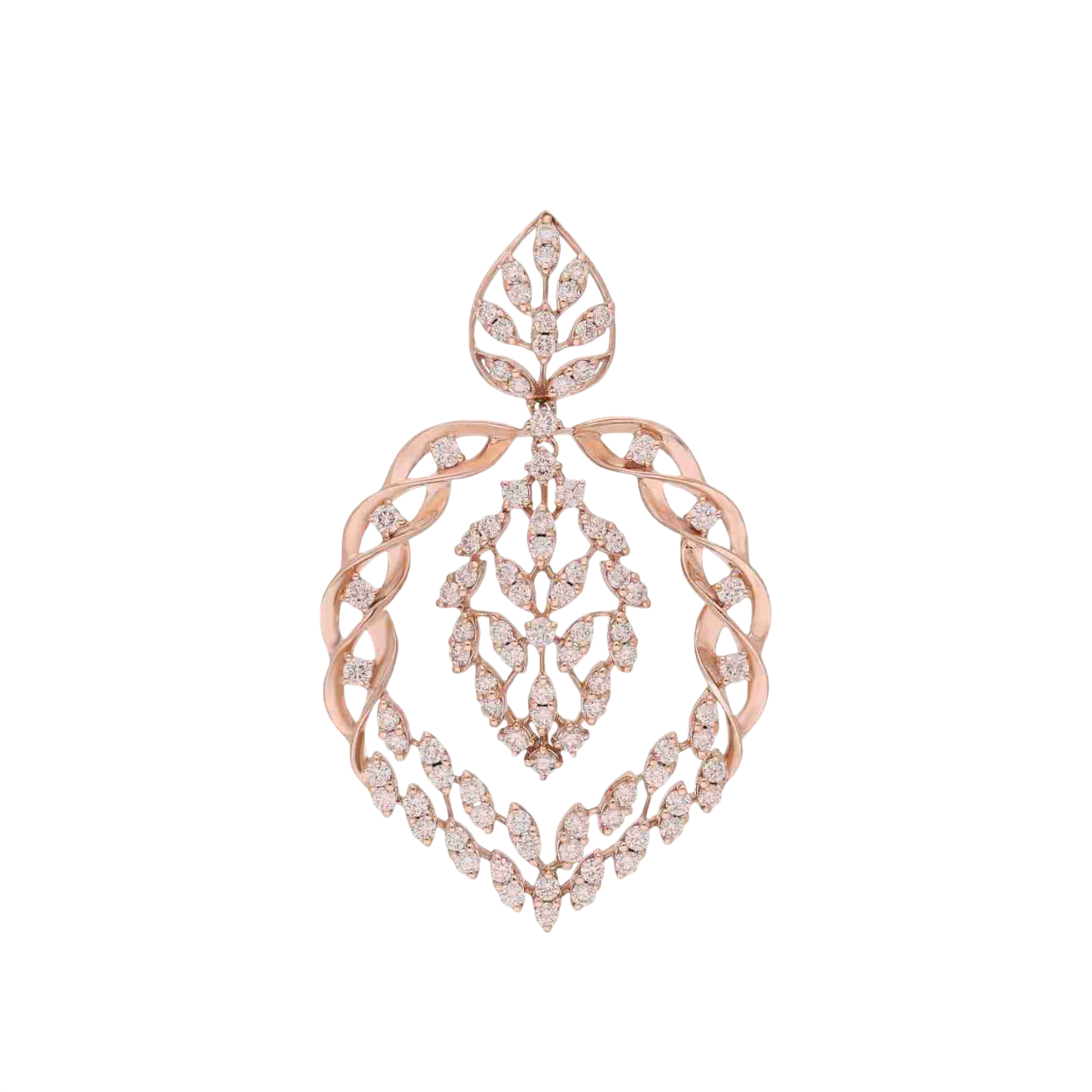 Serpentine Leaf Lab Grown Diamond Pendant