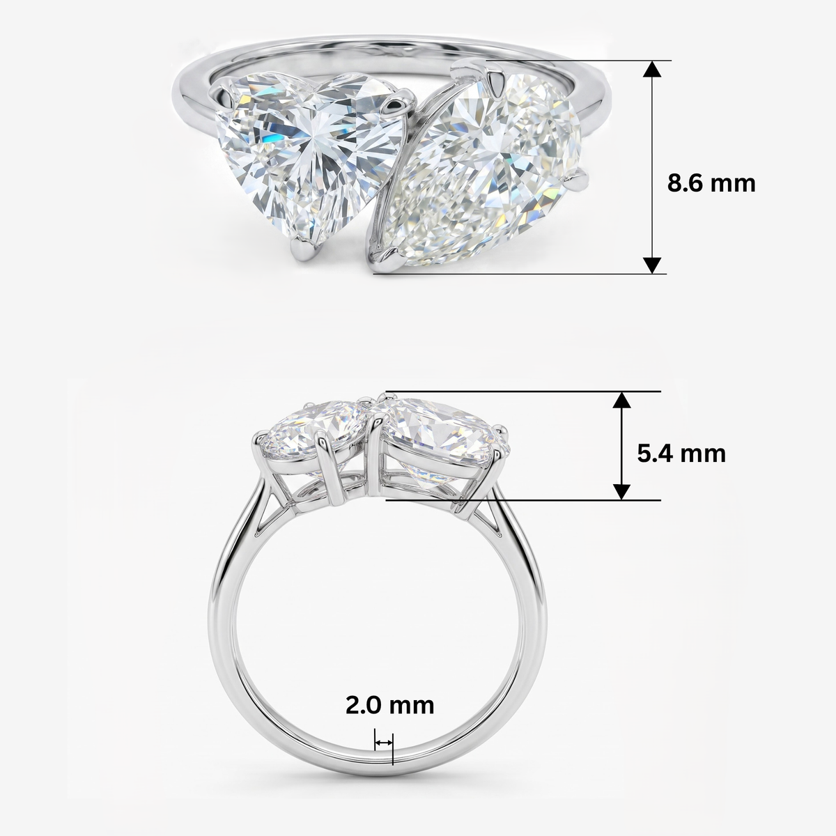 Twin Flame Embrace Solitaire Lab Grown Diamond Ring