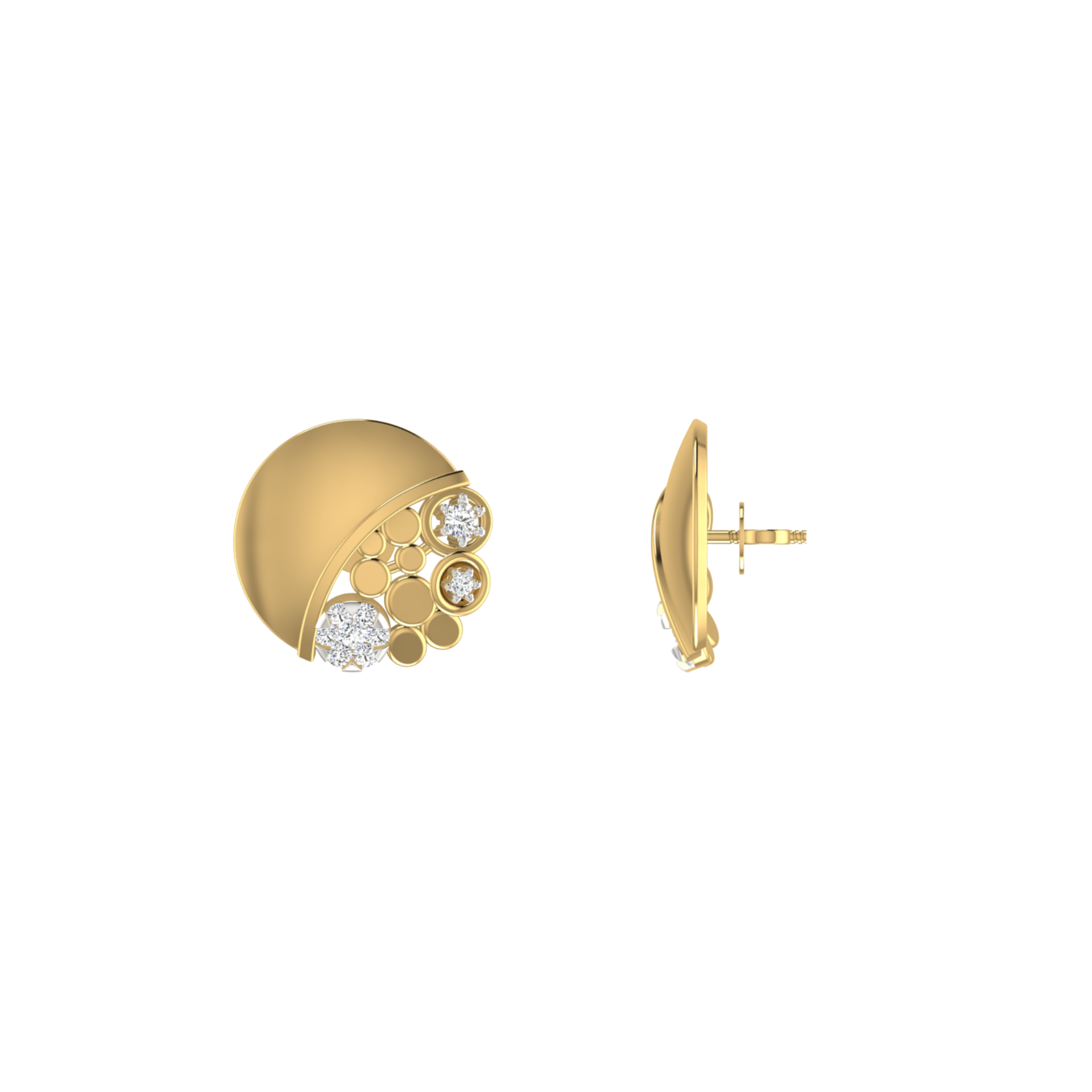 Orbital Array Studs Gold Plated Lab Grown Diamond Earrings