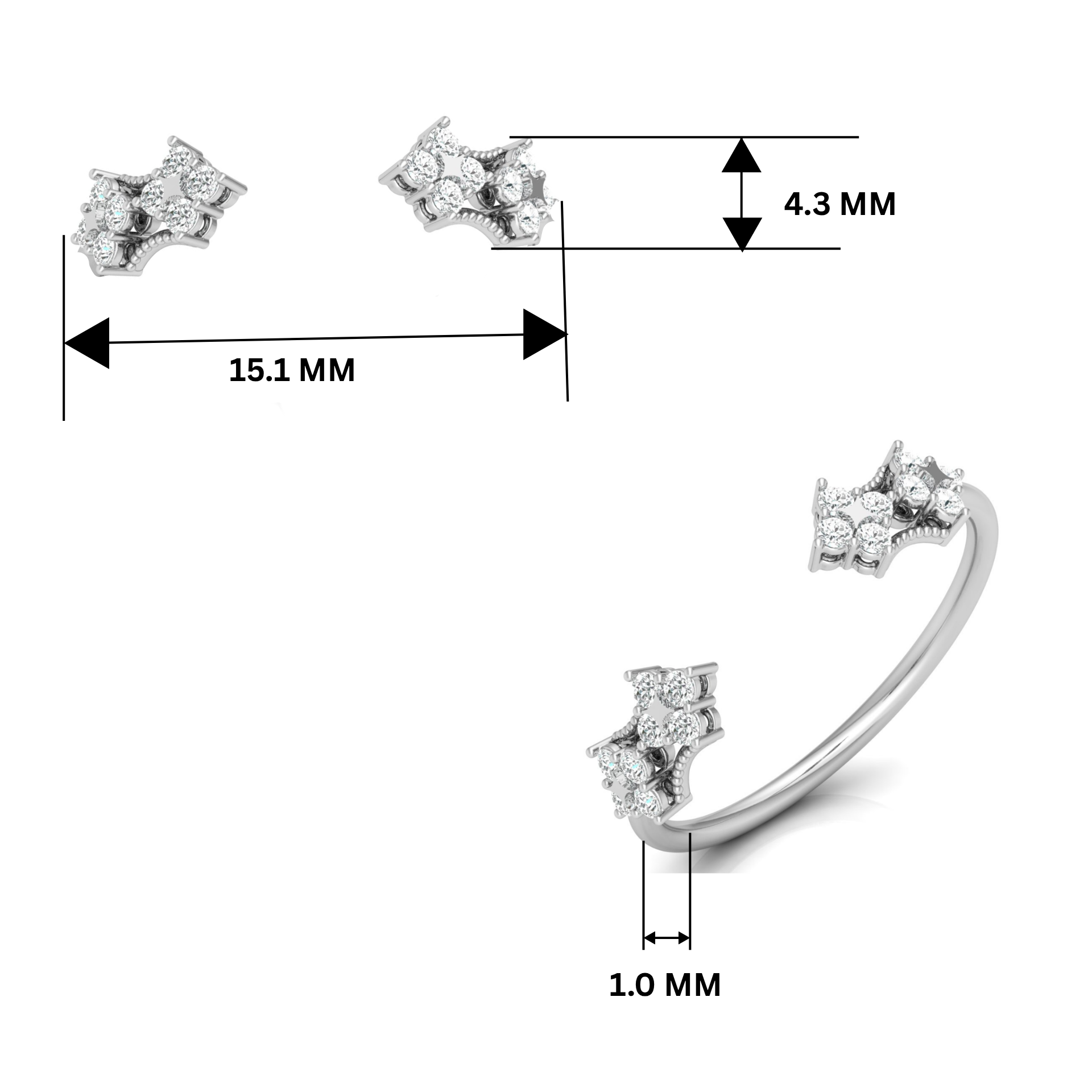 Glimmer Span Platinum Plated Lab Grown Diamond Ring