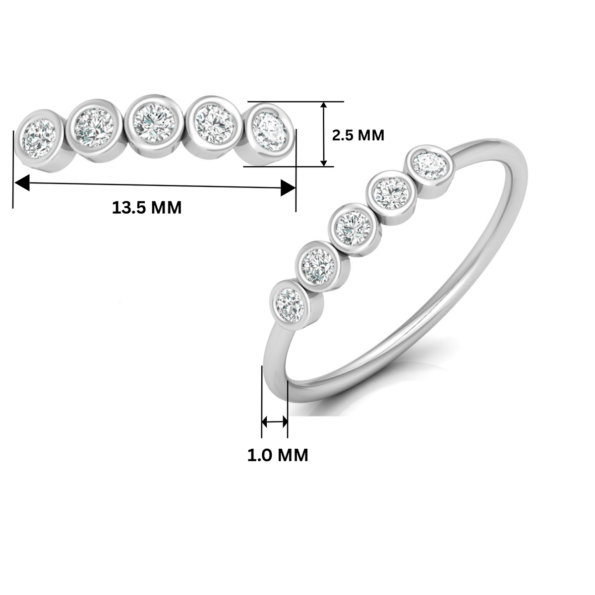 Bezel Beam Platinum Plated Lab Grown Diamond Ring