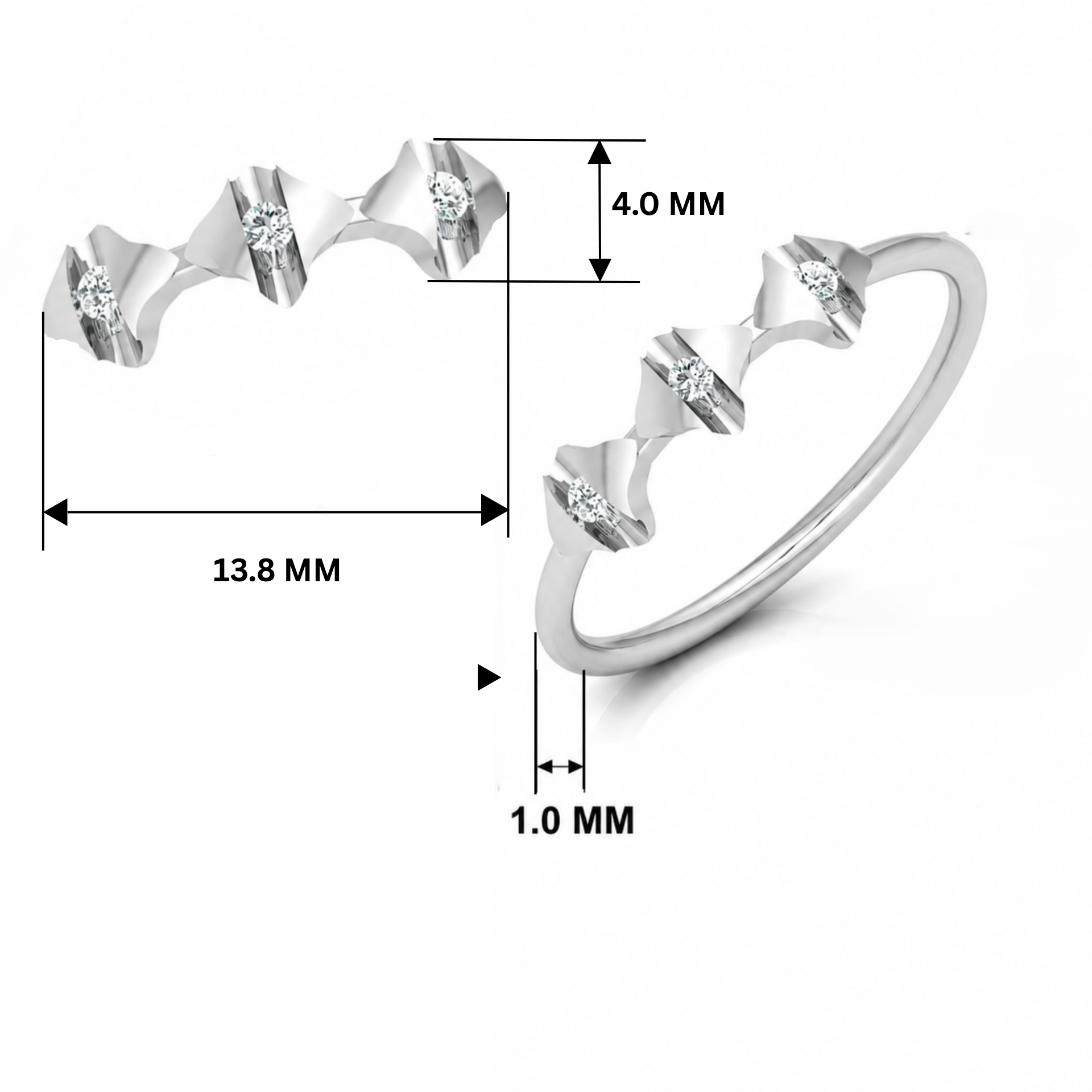 Shield Sequence Platinum Plated Lab Grown Diamond Ring