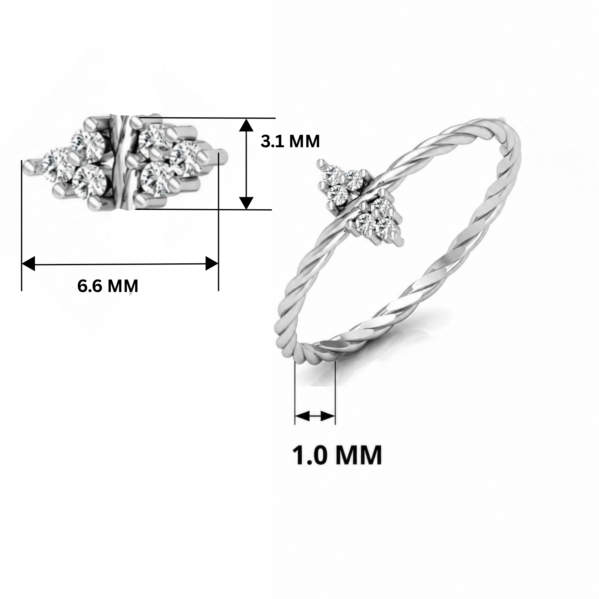 Anchor Point Platinum Plated Lab Grown Diamond Ring