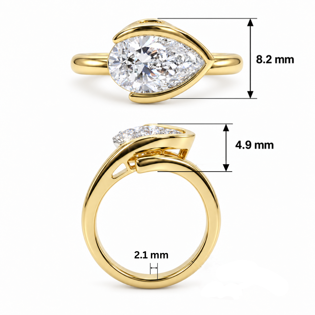 Liquid Pear Solitaire Lab Grown Diamond Ring