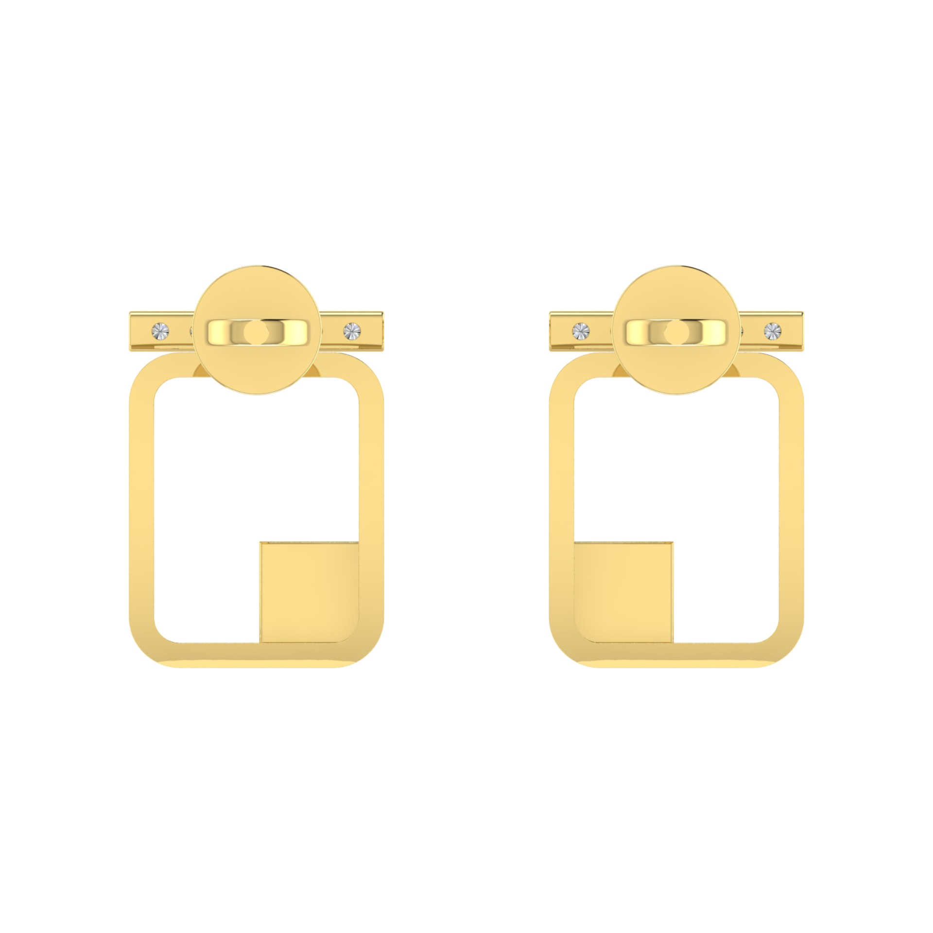 Aymmetrical Axis Studs Gold Plated Lab Grown Diamond Earrings