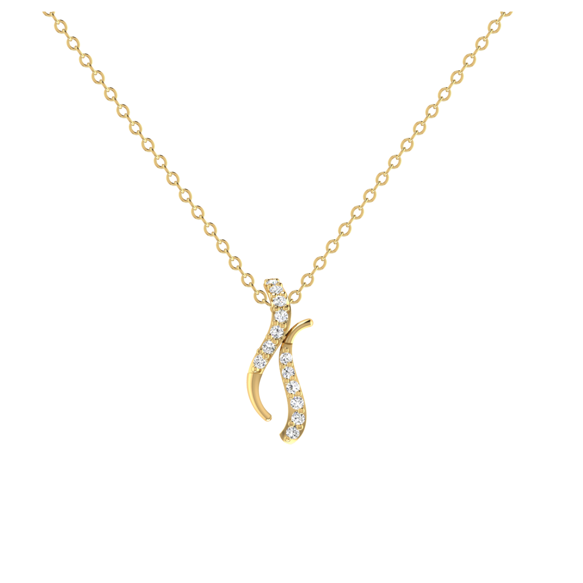 Lunar Crescent Swirl Gold Plated Lab Grown Diamond Pendant