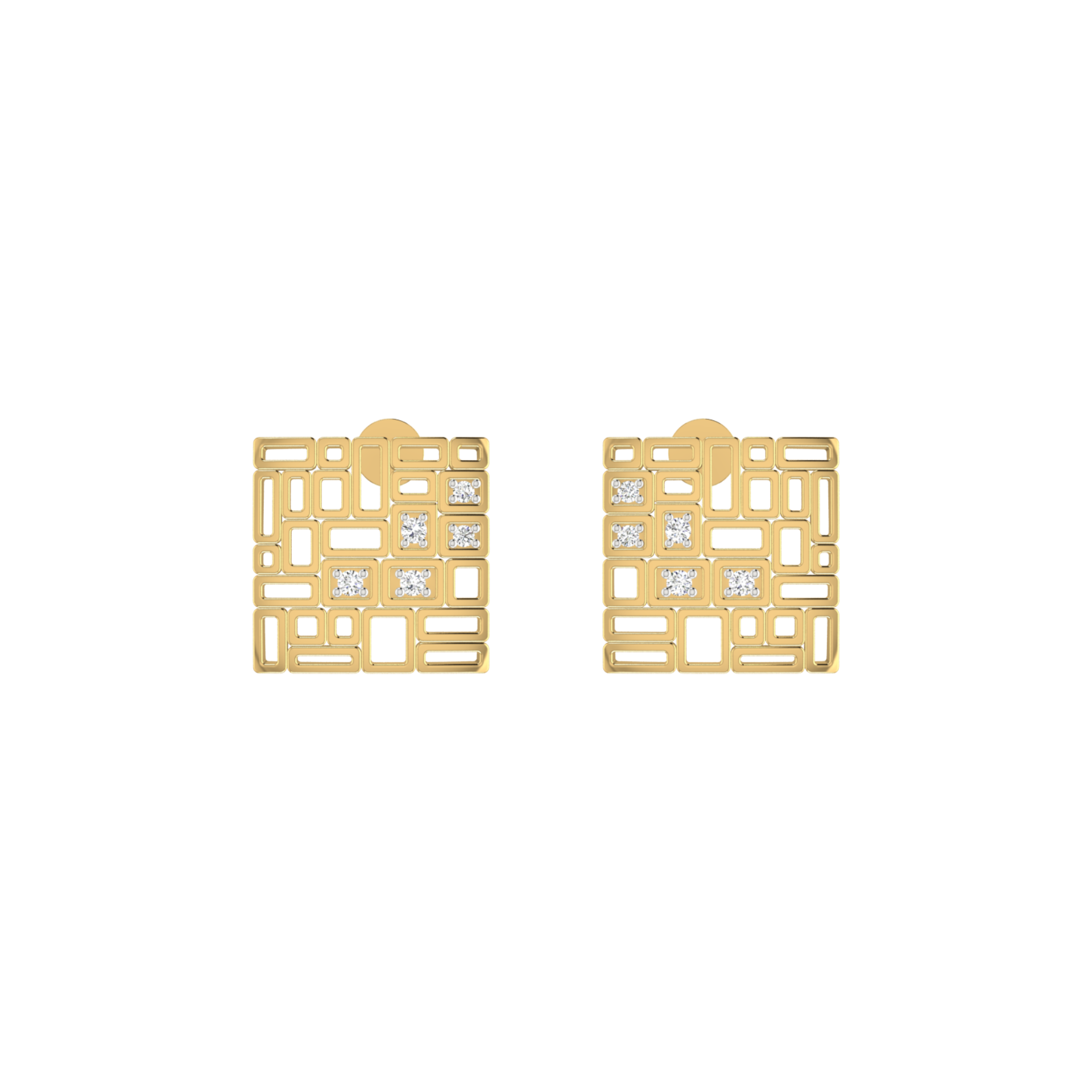 Tesserae Studs Gold Plated Lab Grown Diamond Earrings