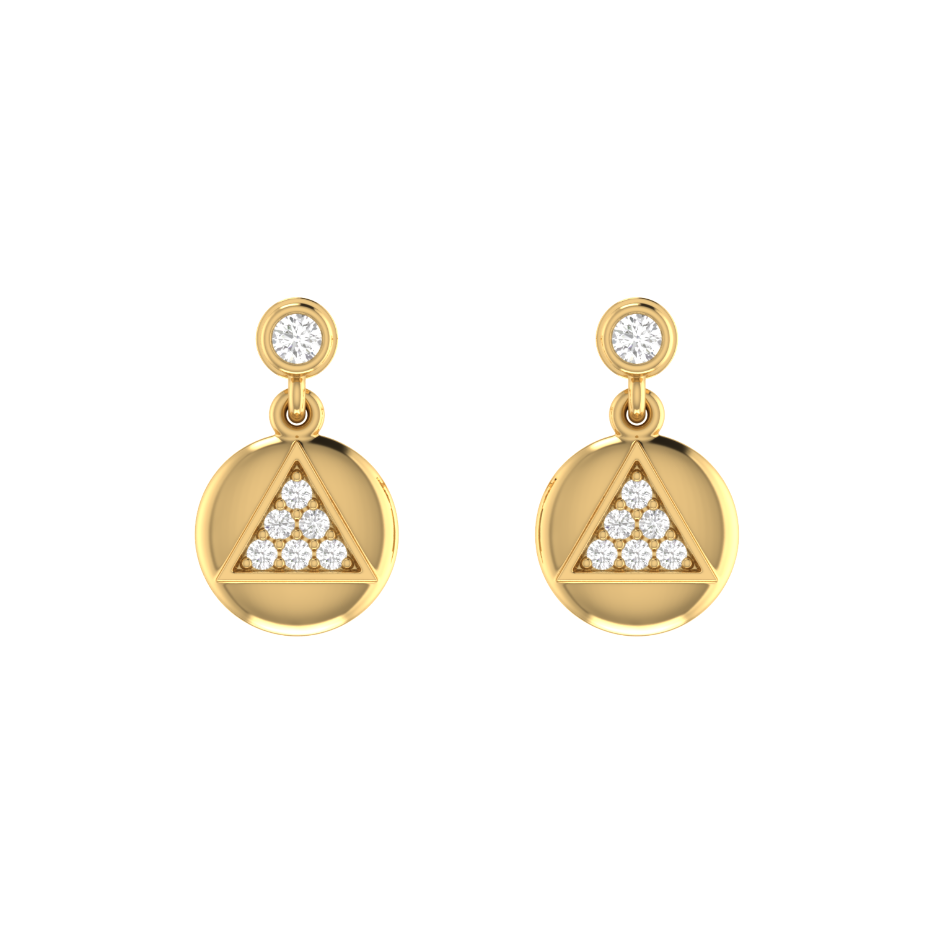 Trinity Medallion Gold Plated Lab Grown Diamond Earrings