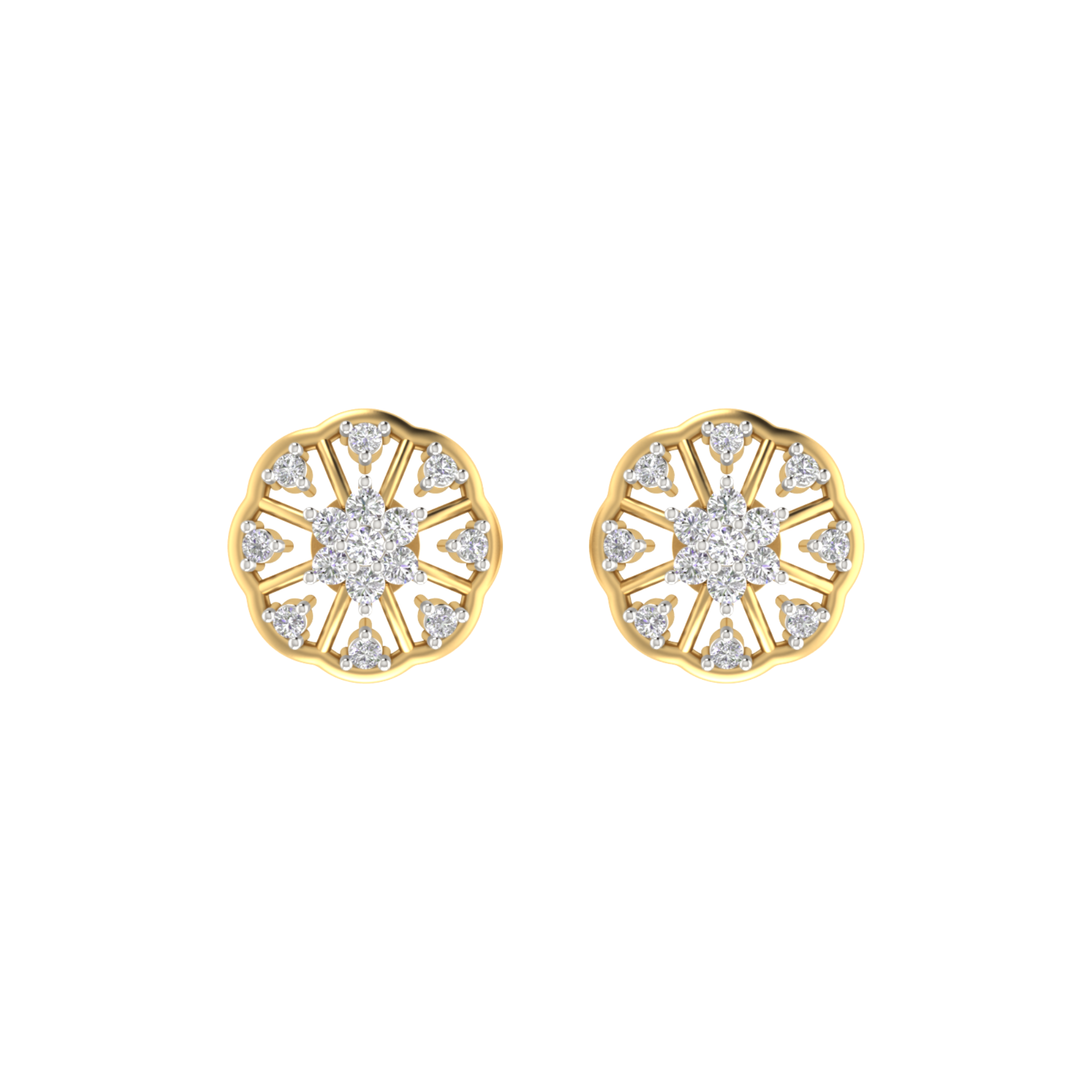 Filigree Flare Gold Plated Lab Grown Diamond Earrings