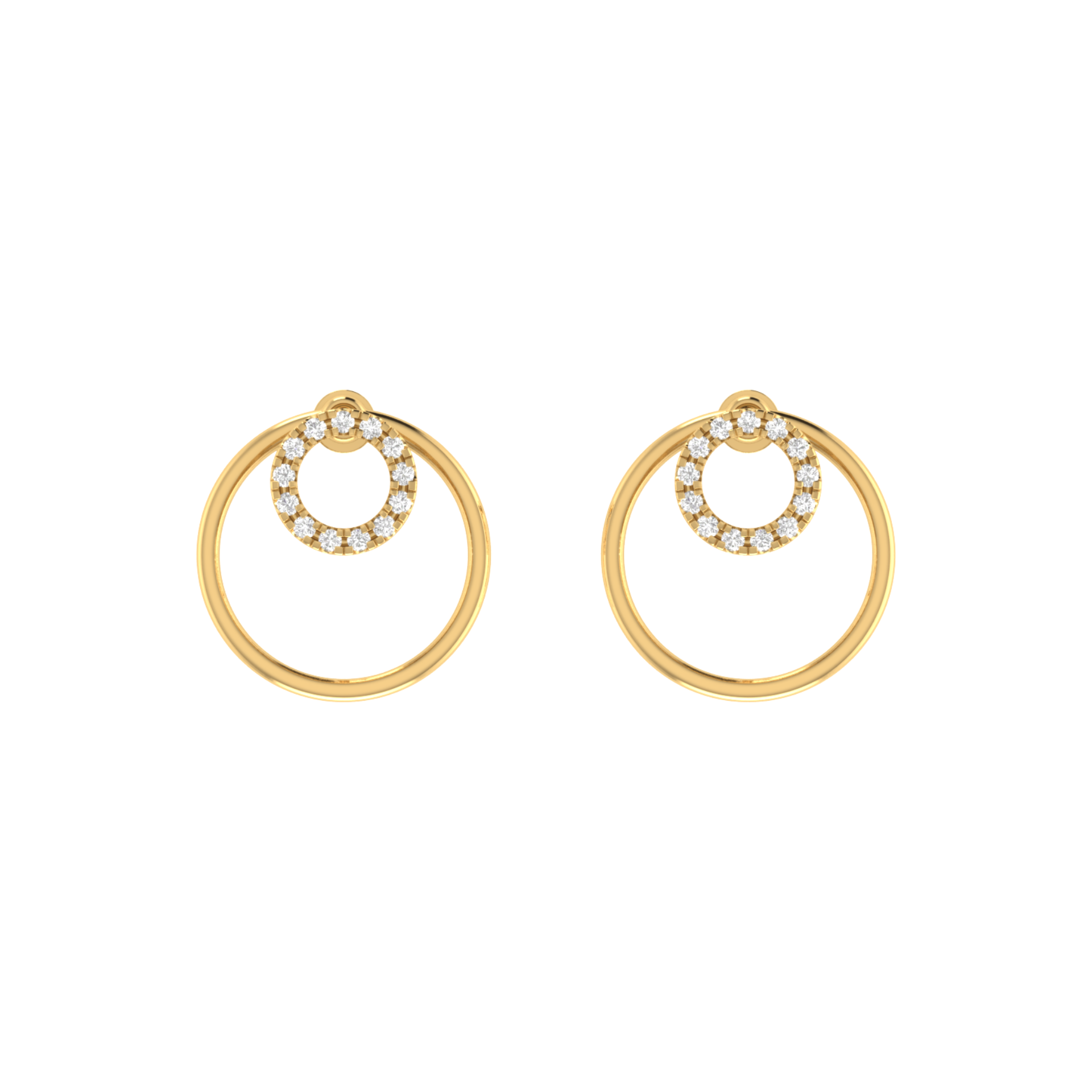 Concentric Halo Gold Plated Lab Grown Diamond Earrings