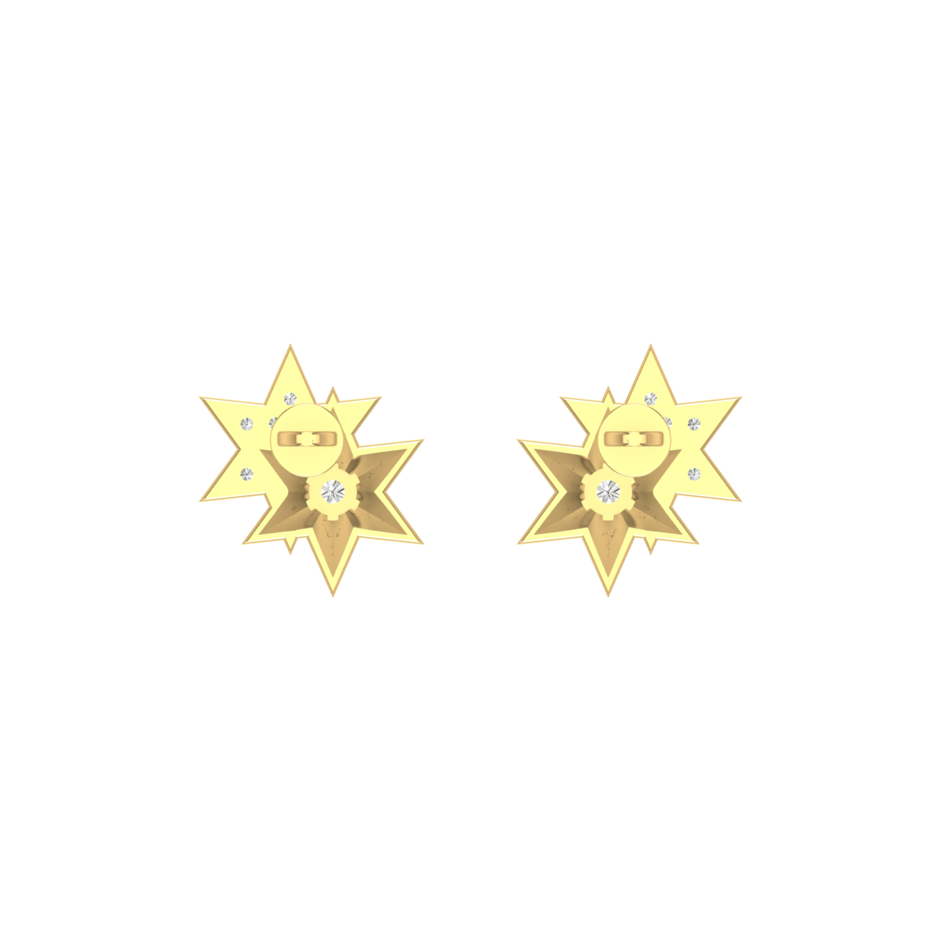 Dual Orbit Stars Gold Plated Lab Grown Diamond Earrings
