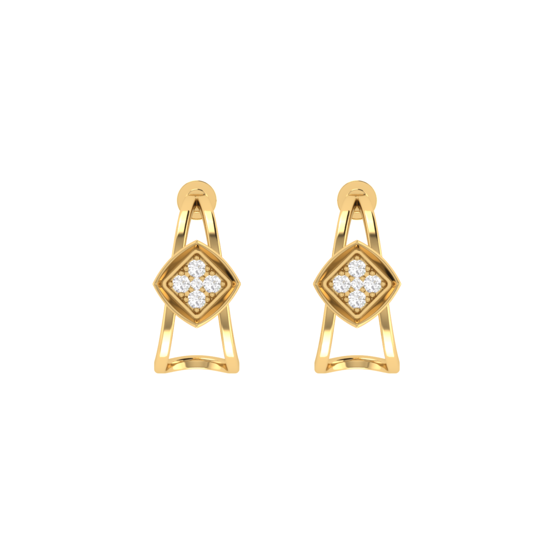 Nova Cage Studs Gold Plated Lab Grown Diamond Earrings