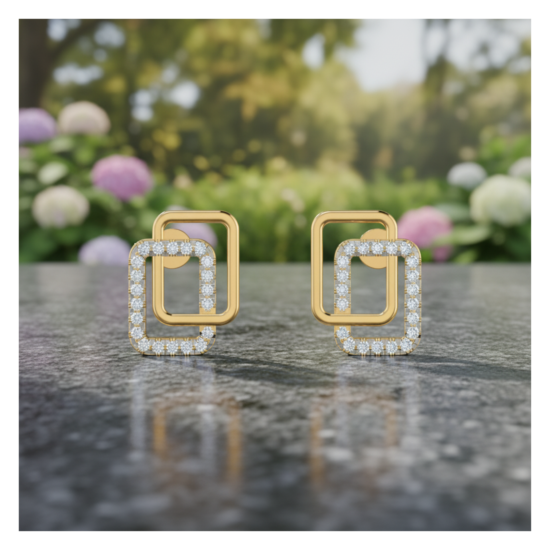 Bonded Aura Studs Gold Plated Lab Grown Diamond Earrings
