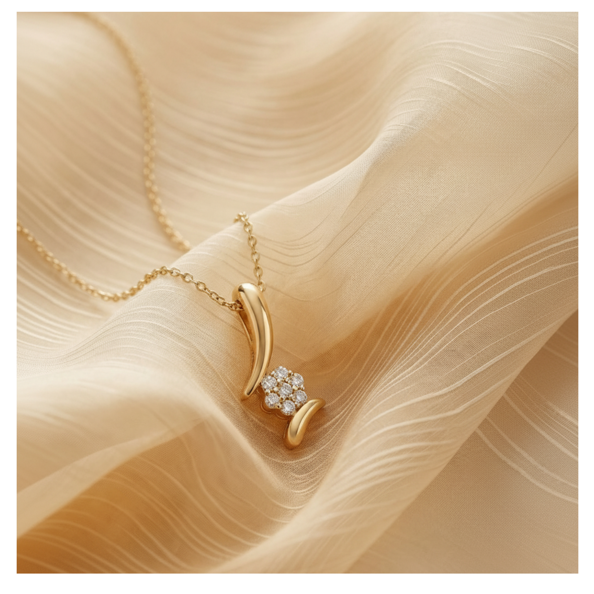 Cluster Floral Spire Gold Plated Lab Grown Diamond Pendant