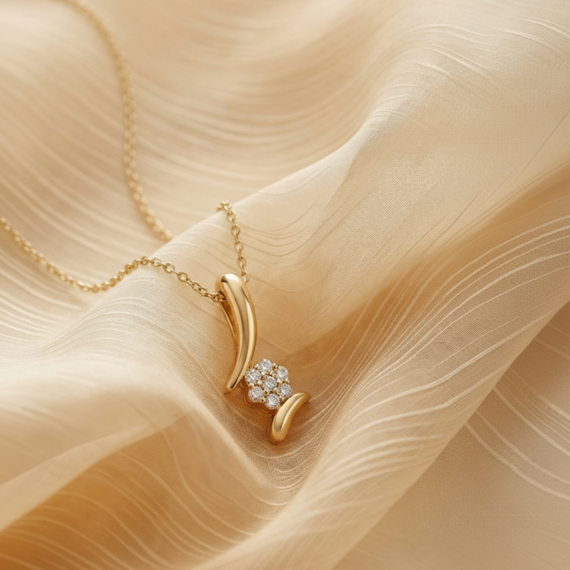 Cluster Floral Spire Gold Plated Lab Grown Diamond Pendant