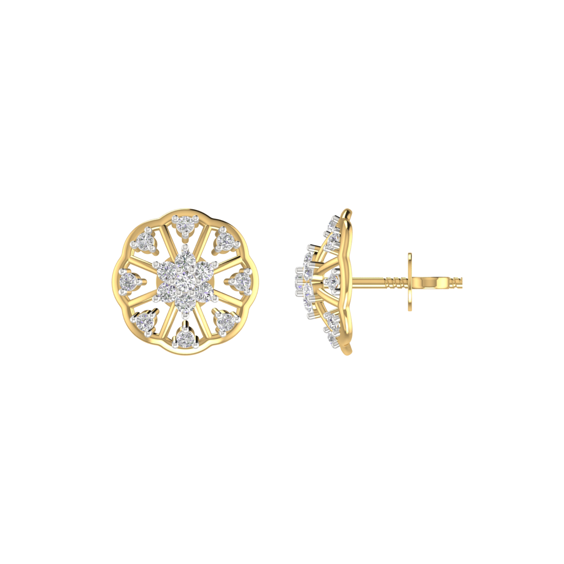 Filigree Flare Gold Plated Lab Grown Diamond Earrings