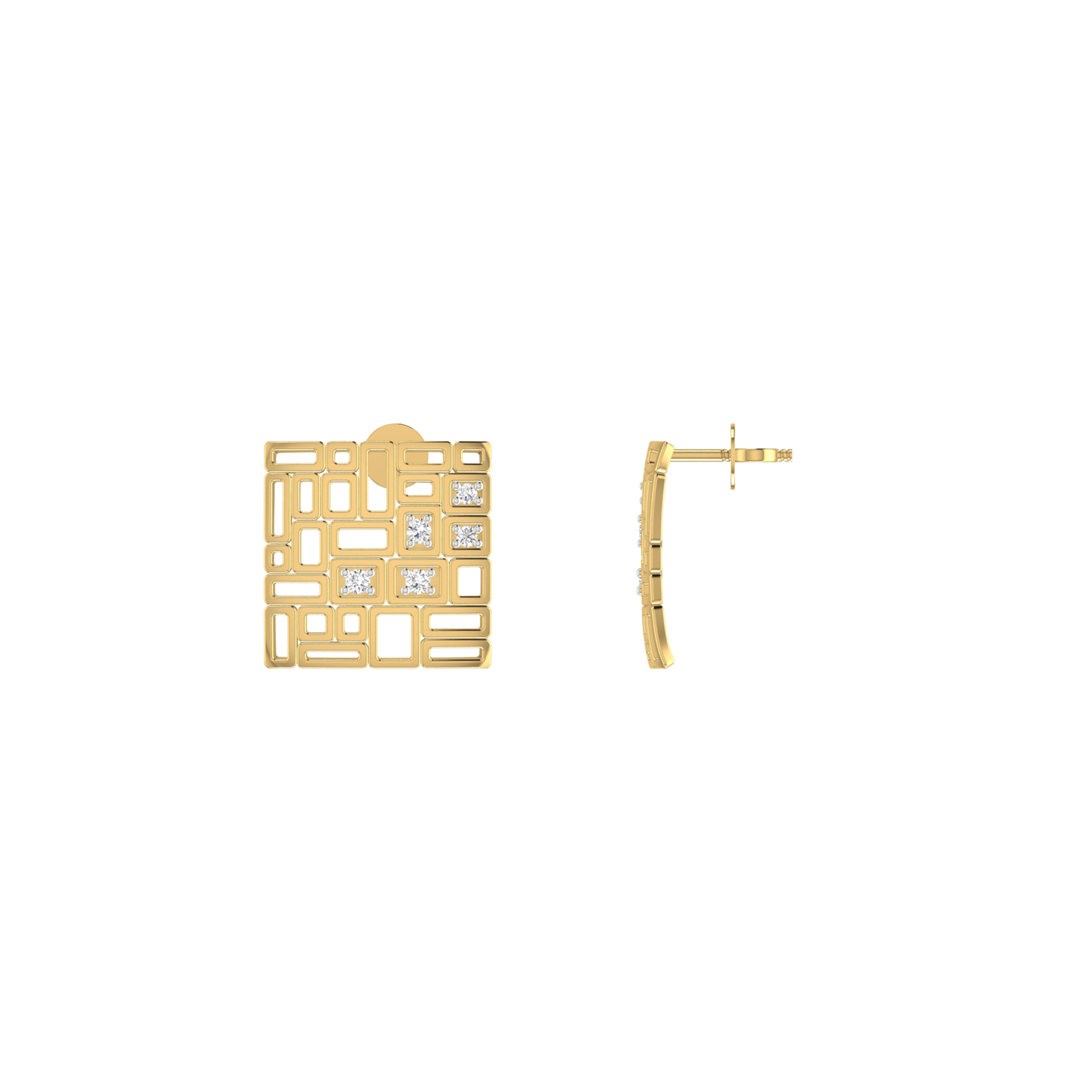 Tesserae Studs Gold Plated Lab Grown Diamond Earrings