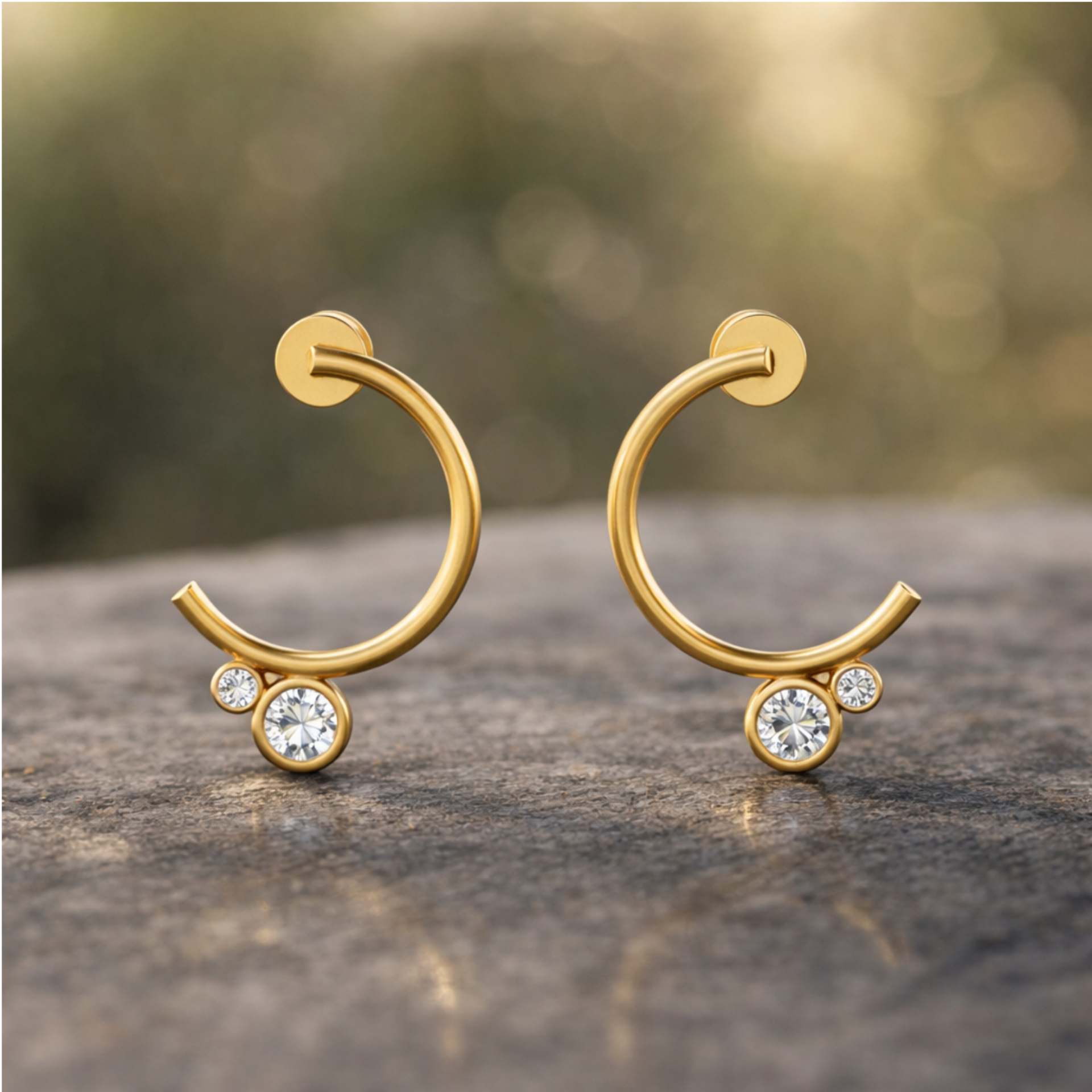Lunar Orbiters Gold Plated Lab Grown Diamond Earrings