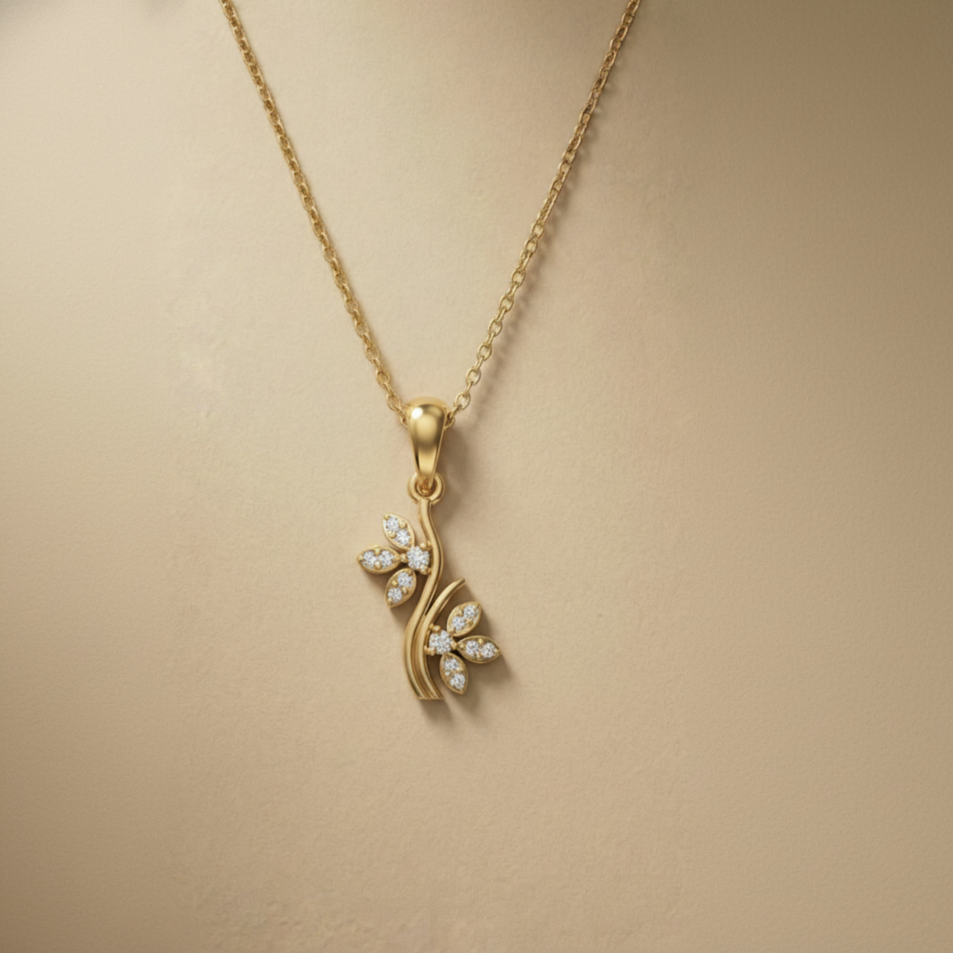 Harmony Vine Gold Plated Lab Grown Diamond Pendant