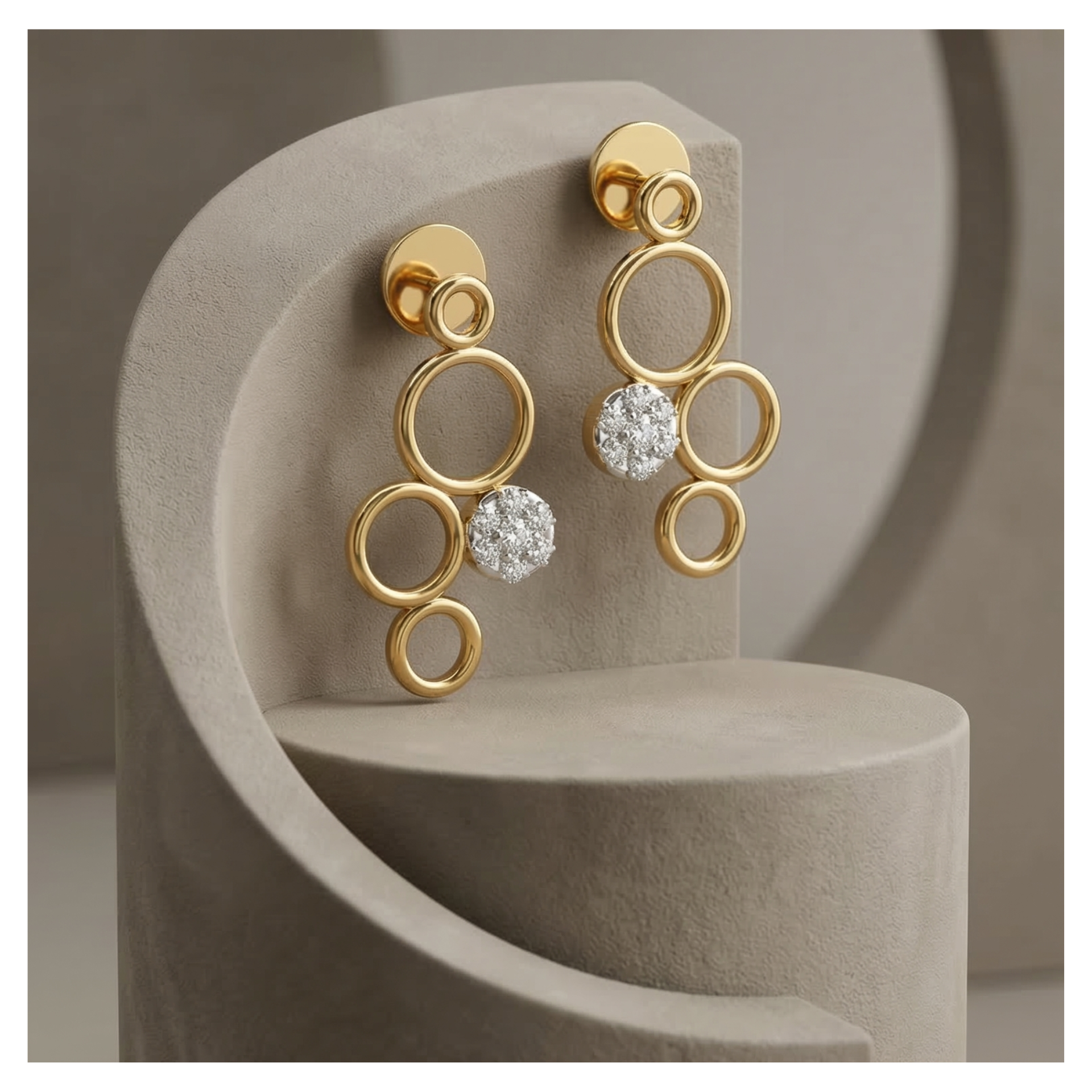 Echoing Circle Gold Plated Lab Grown Diamond Earrings