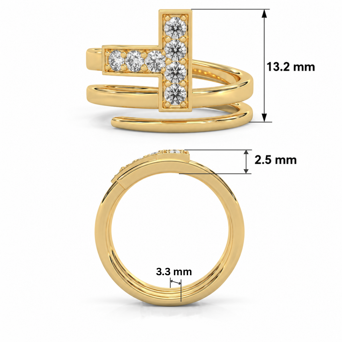 Geometric Cross Lab Grown Diamond Ring