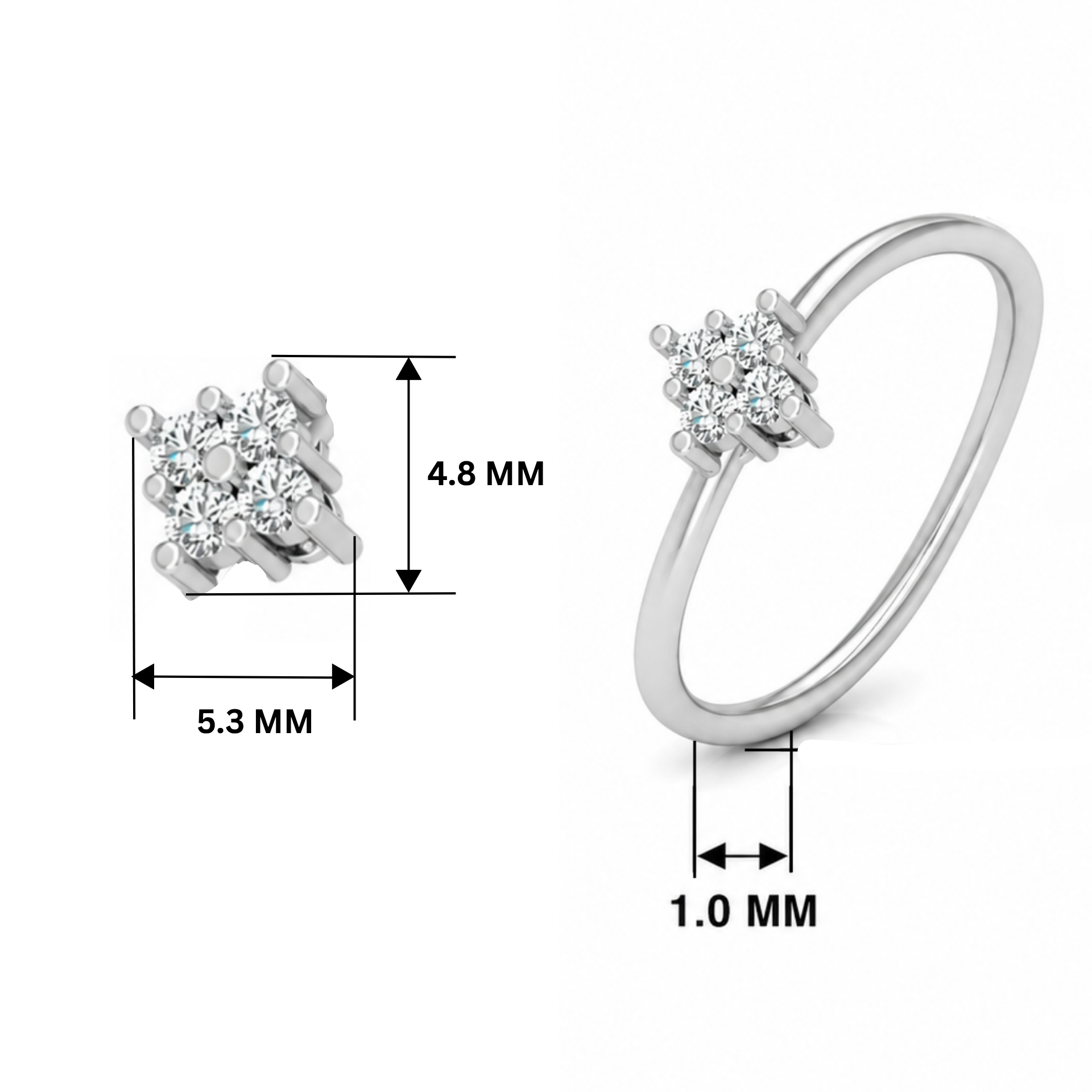 Vantage Point Platinum Plated Lab Grown Diamond Ring