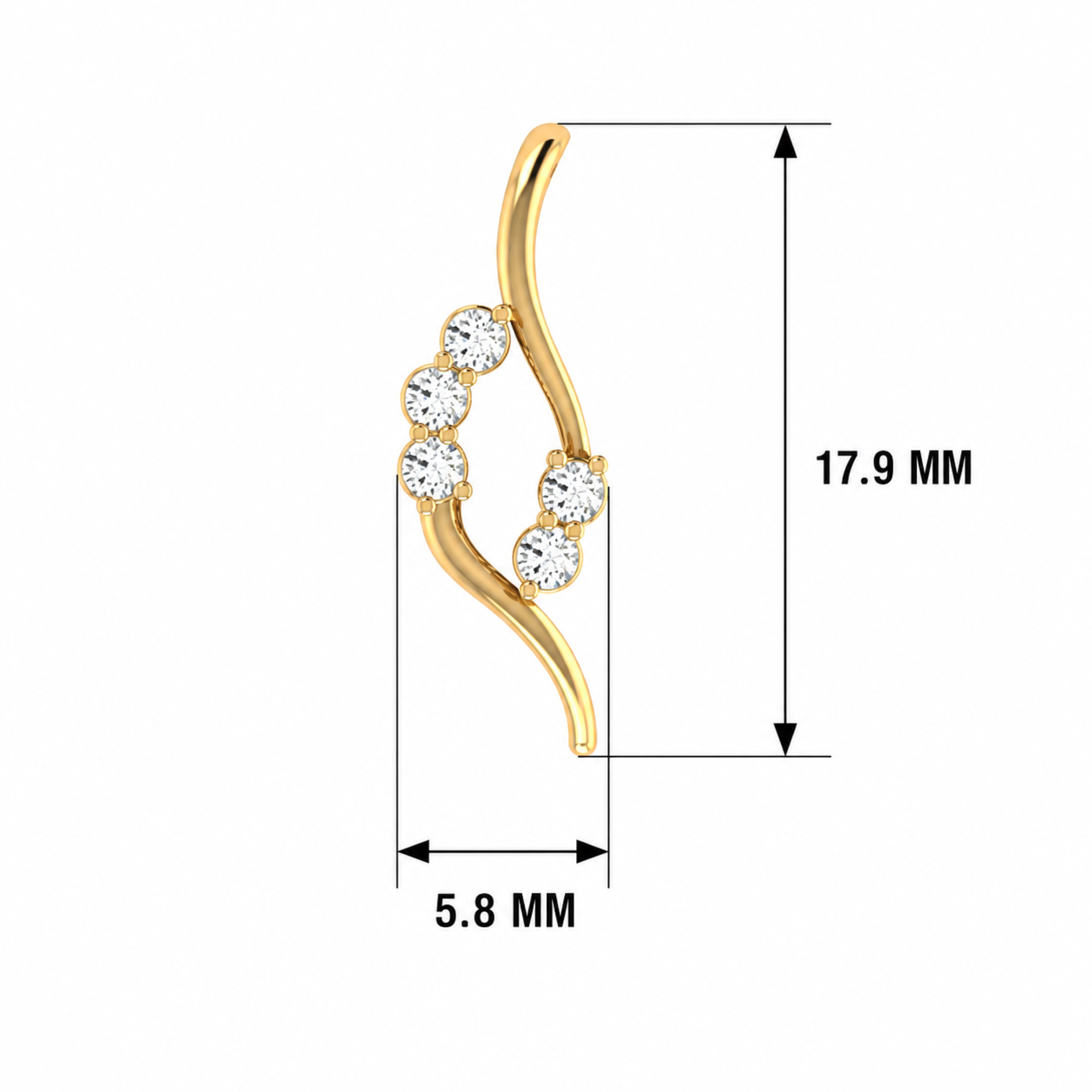 Modernist Helix Gold Plated Lab Grown Diamond Pendant
