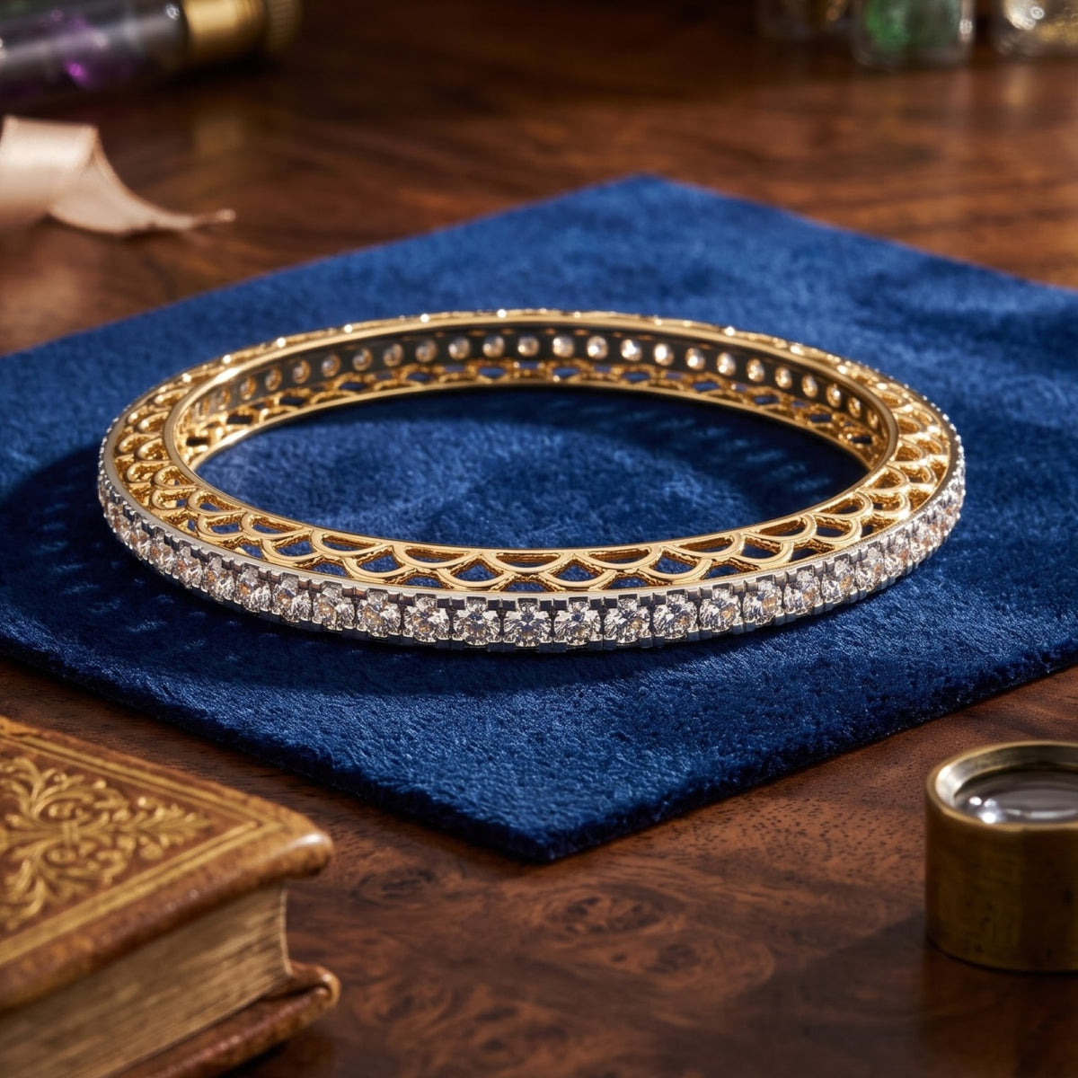 Pave Lab Grown Diamond Filigree Bangle
