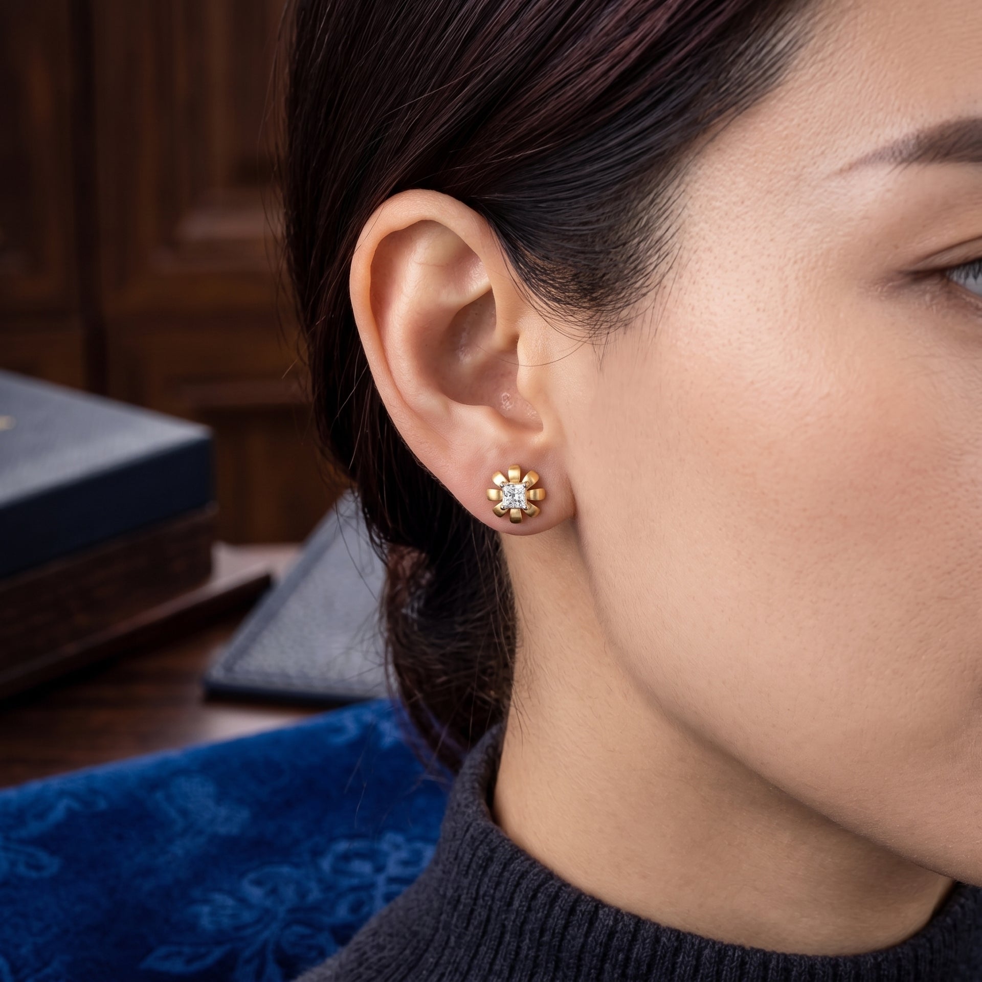 Florette Crest Lab Grown Diamond Earrings